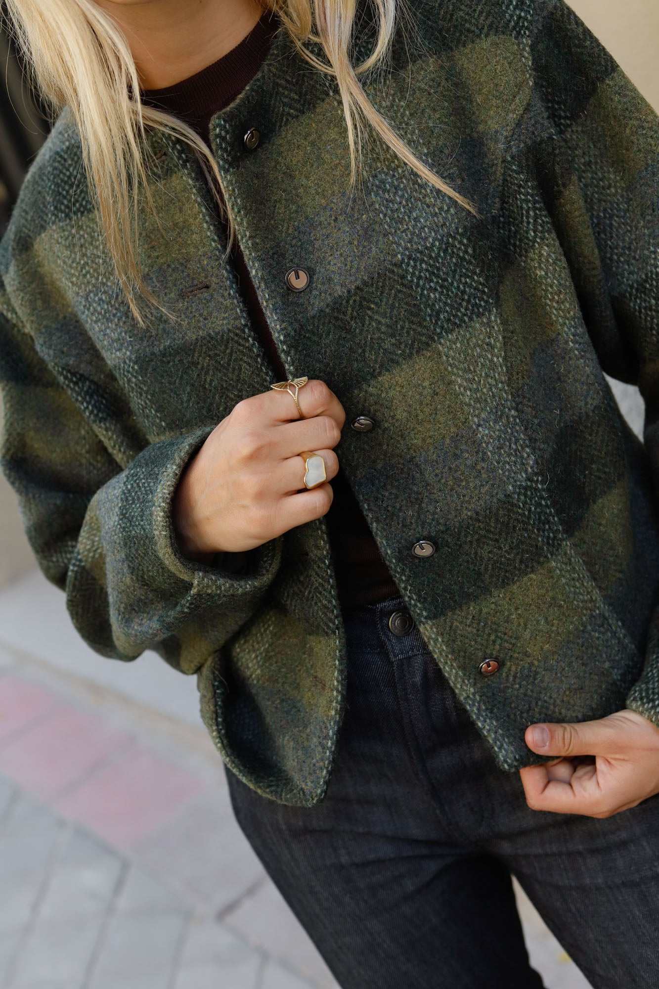 CHAQUETA AUSTRIACA LANA CUADROS VERDE