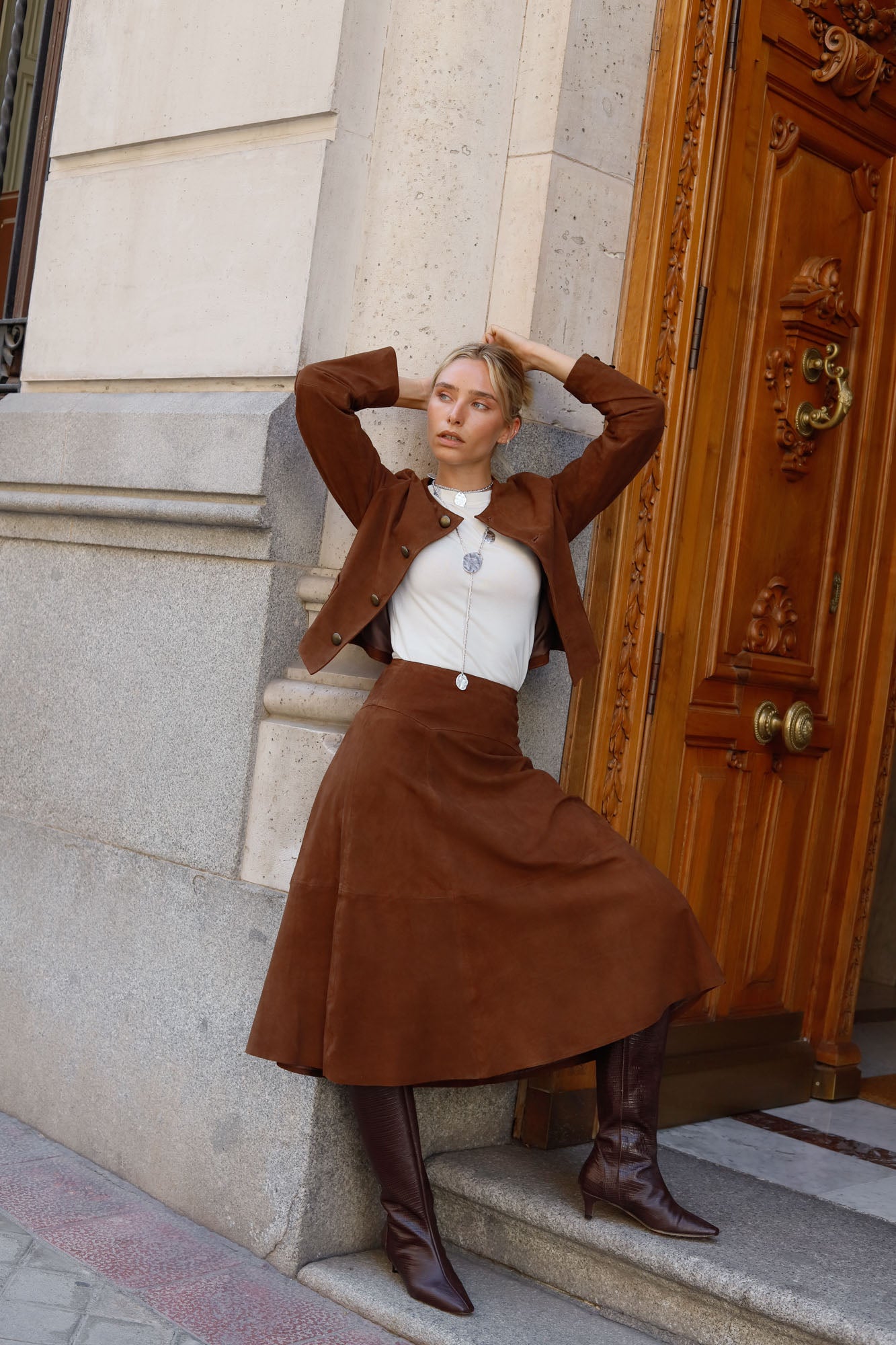 CHOCOLATE YONNED SUEDE JACKET