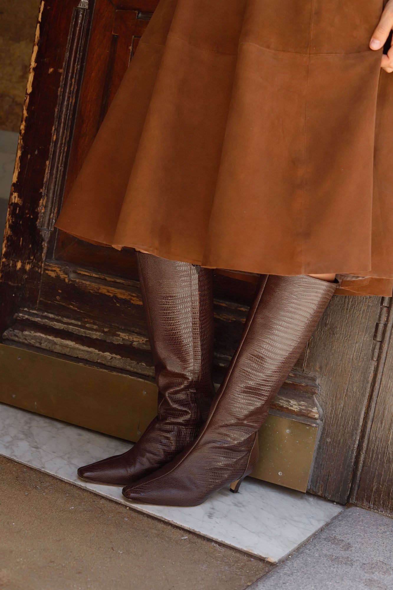 BOOT HIGH SASHA CHOCOLATE 4CM