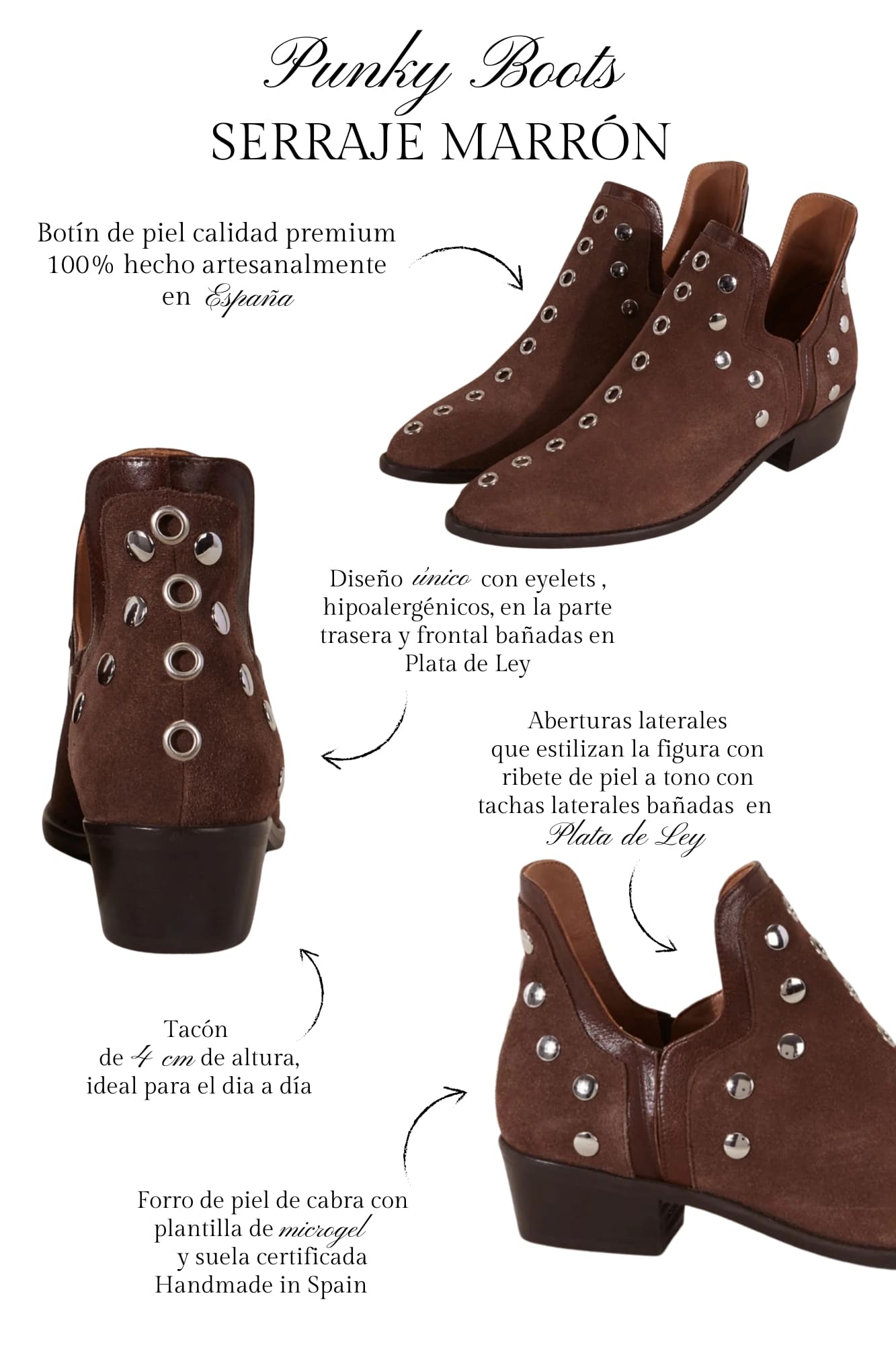 PUNKY BOOTS SERRAJE MARRON 4CM