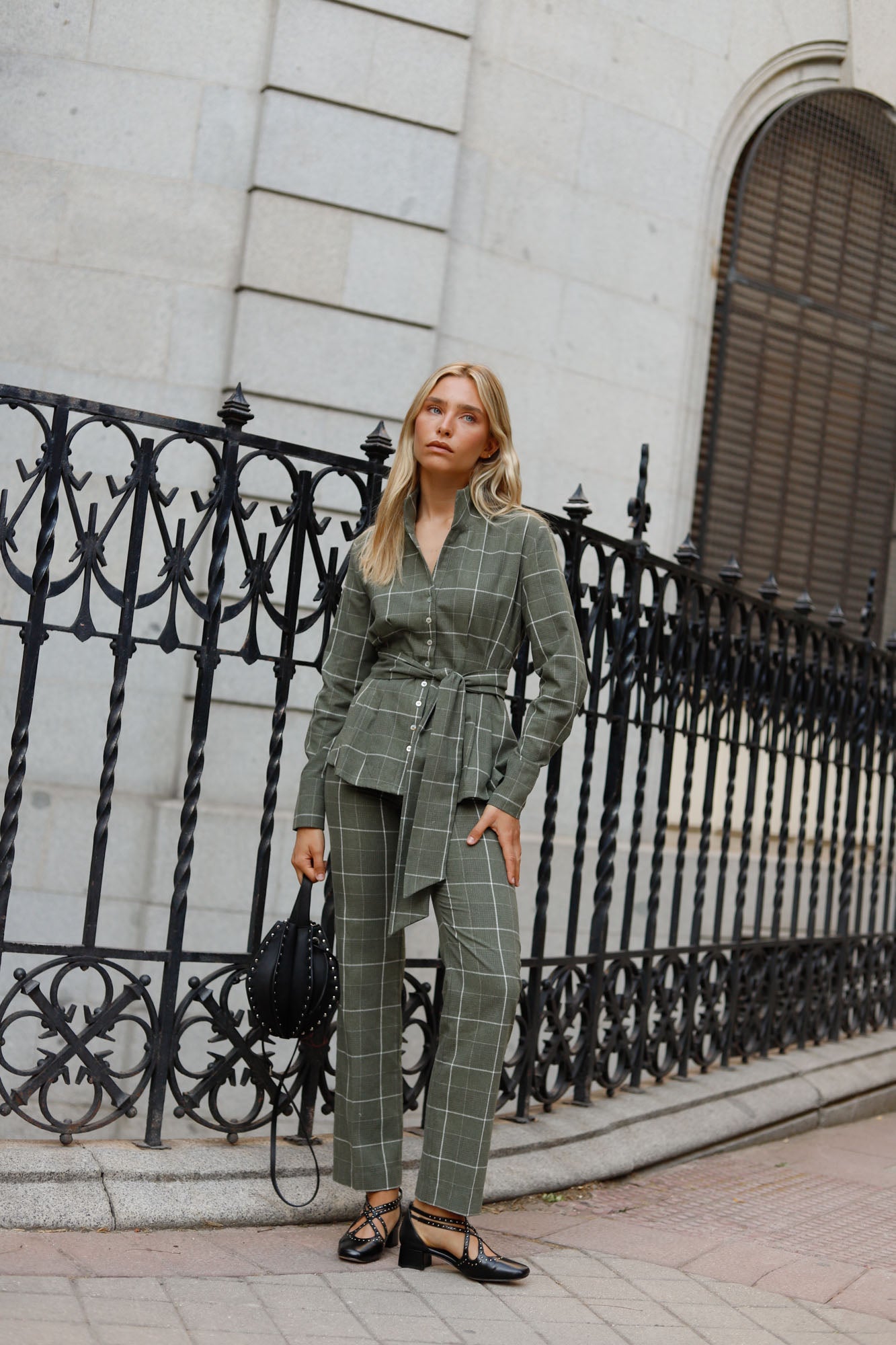 Green blouse and pants set