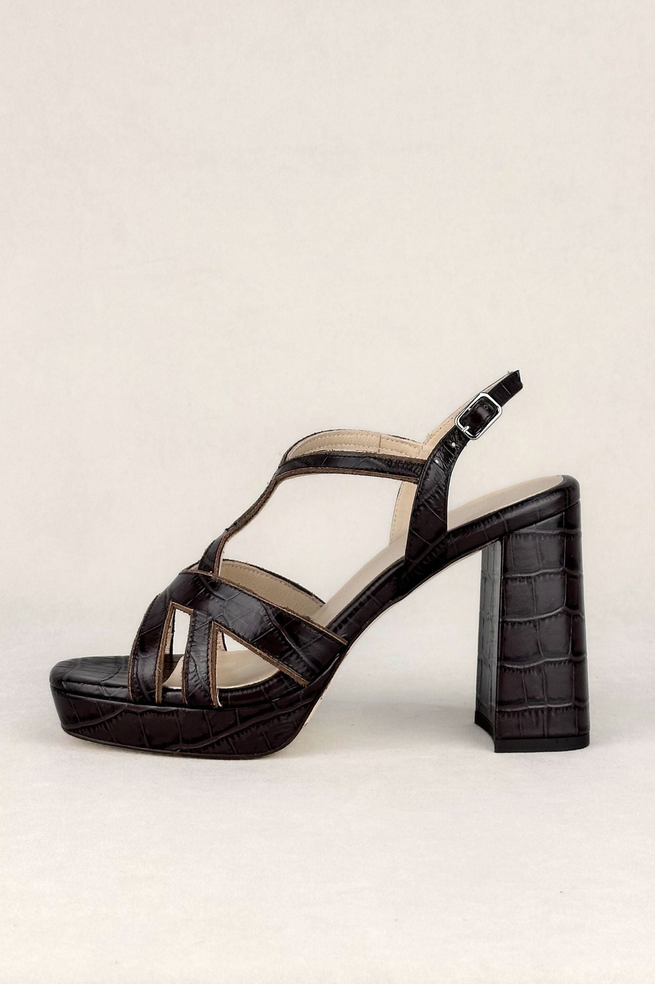 SANDALIA MICAELA COCO MARRON 9.5CM