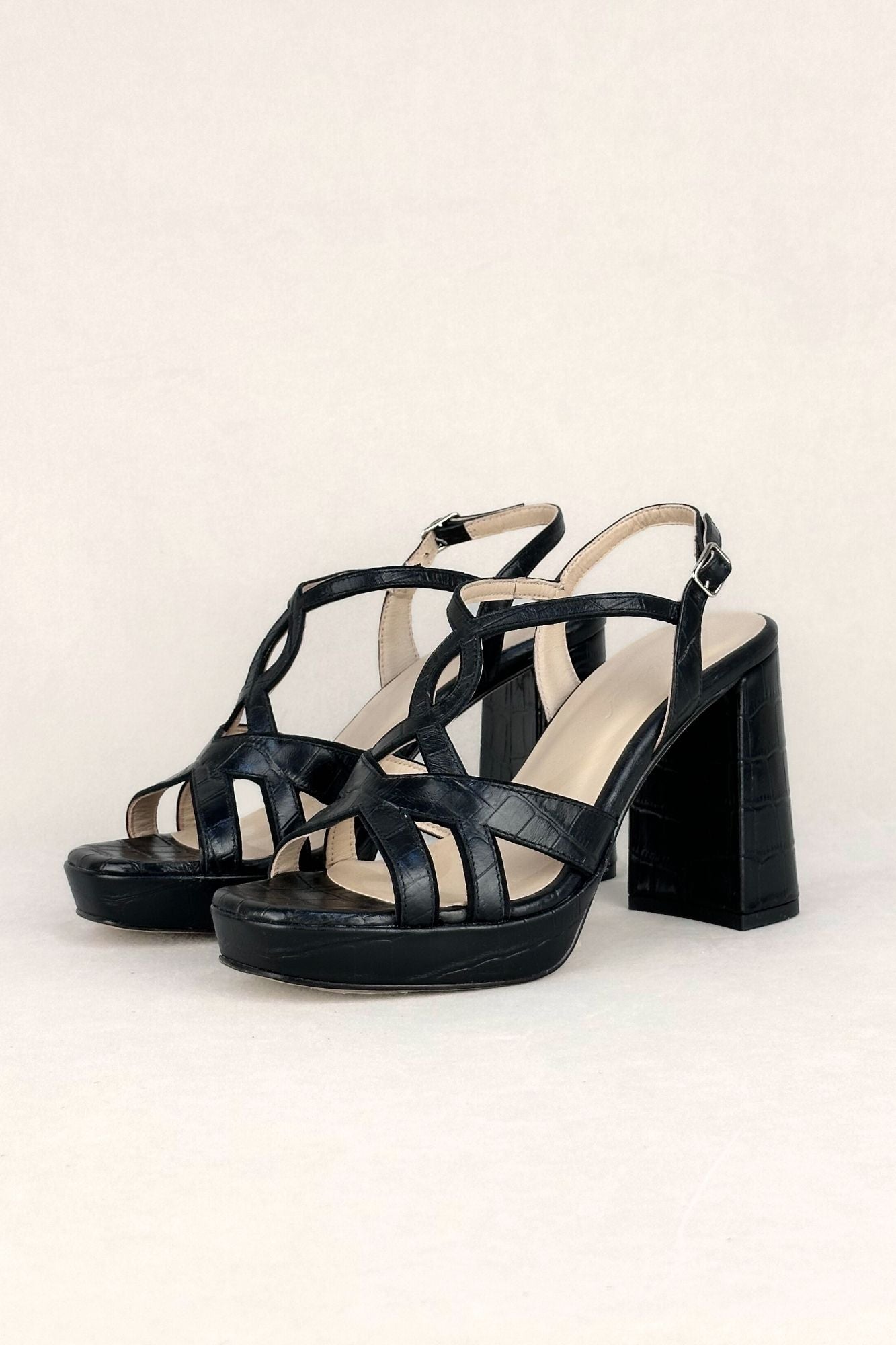 SANDALIA MICAELA COCO NEGRO 9.5CM