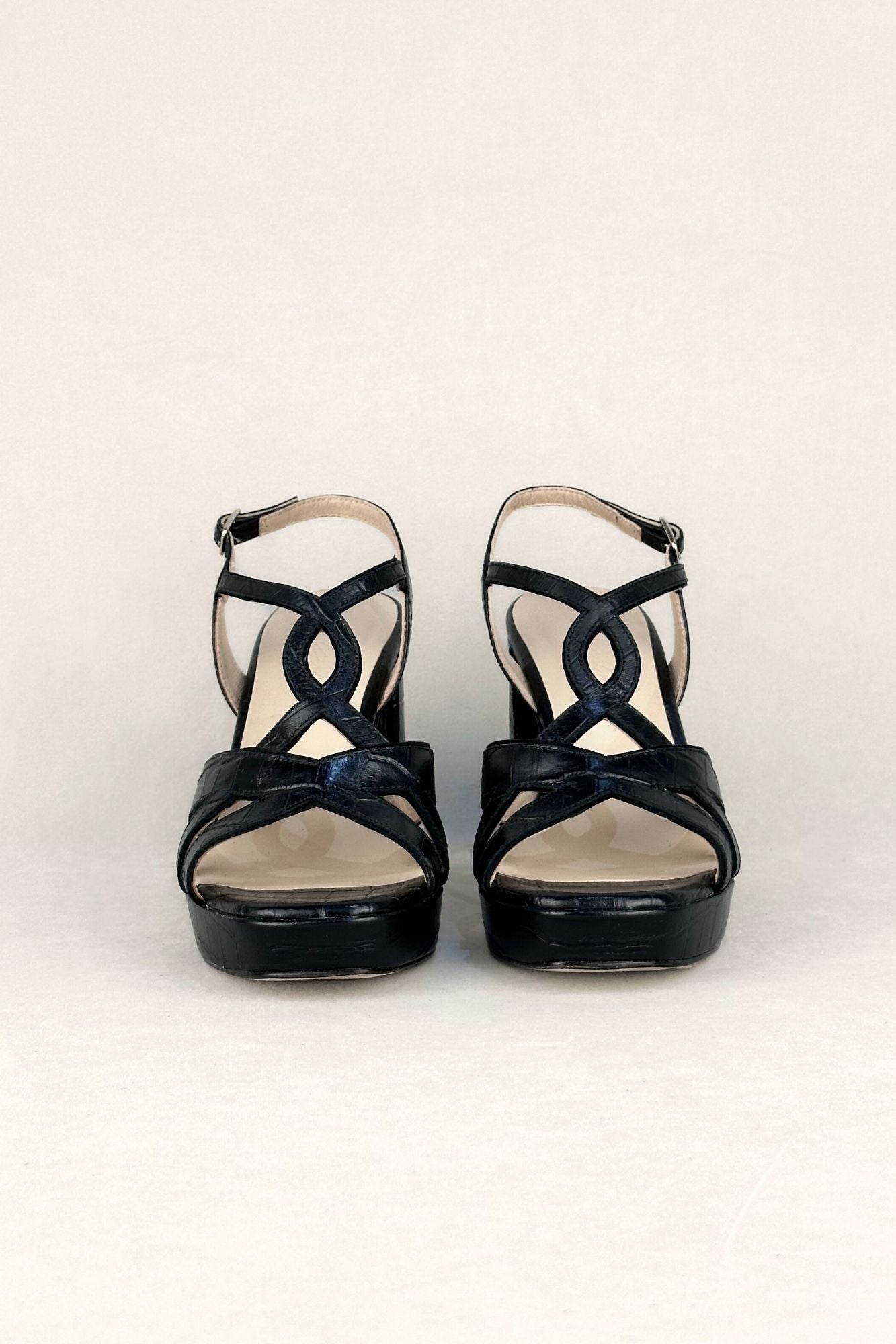 SANDALIA MICAELA COCO NEGRO 9.5CM