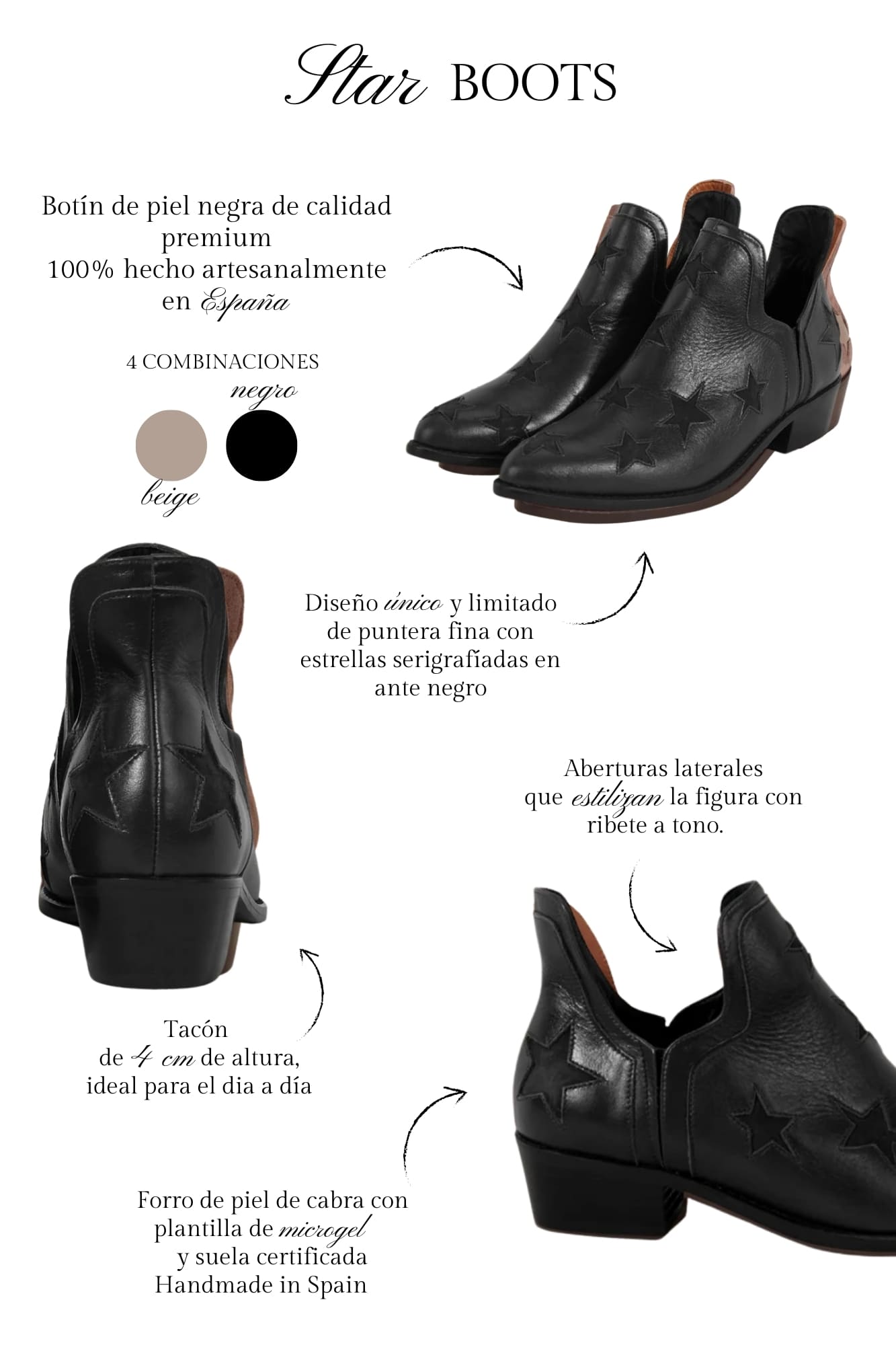 STAR BOOTS NEGRAS 4CM