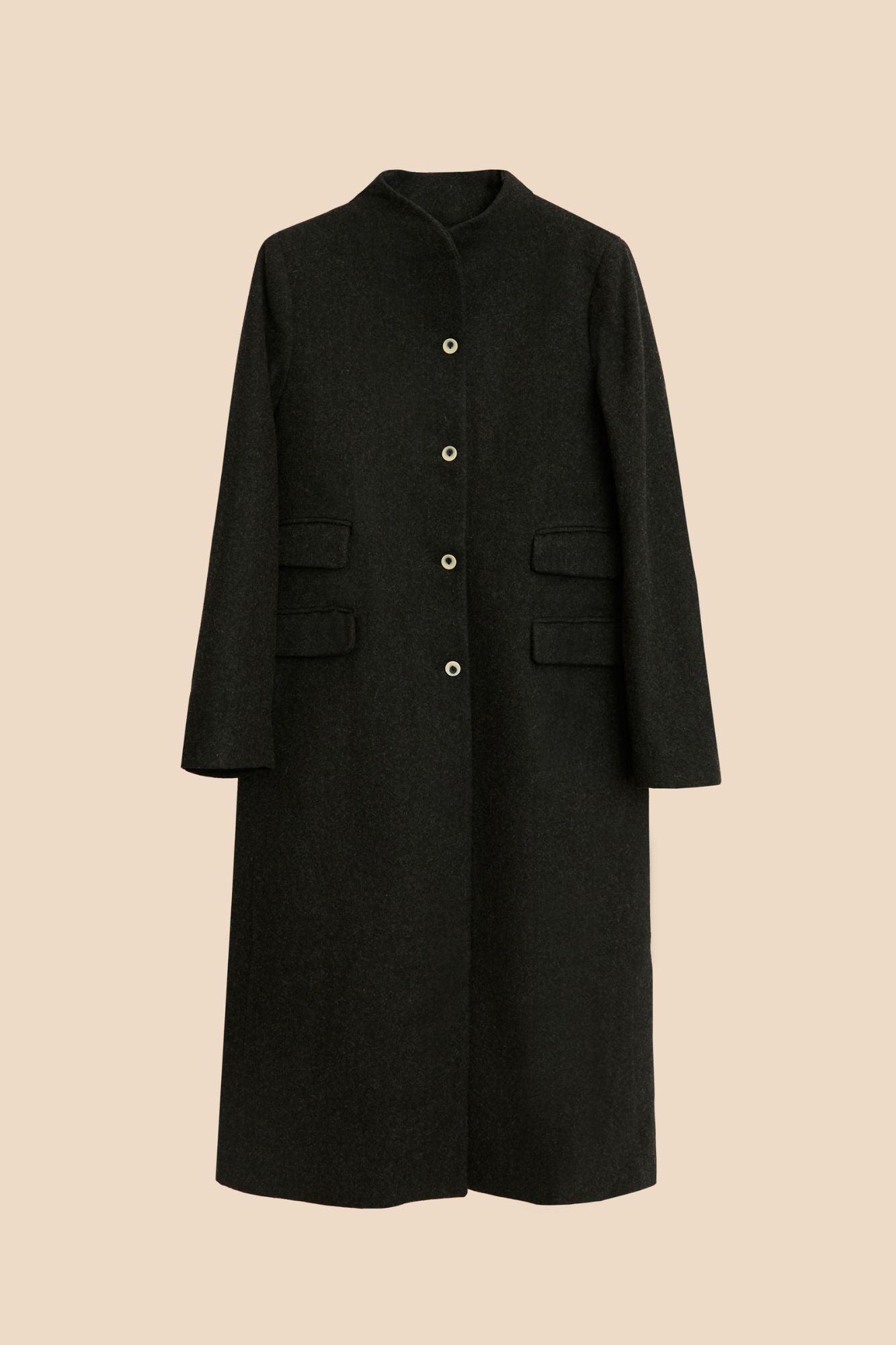 LONG MANTEAU EN LAINE, GRIS MARENGO