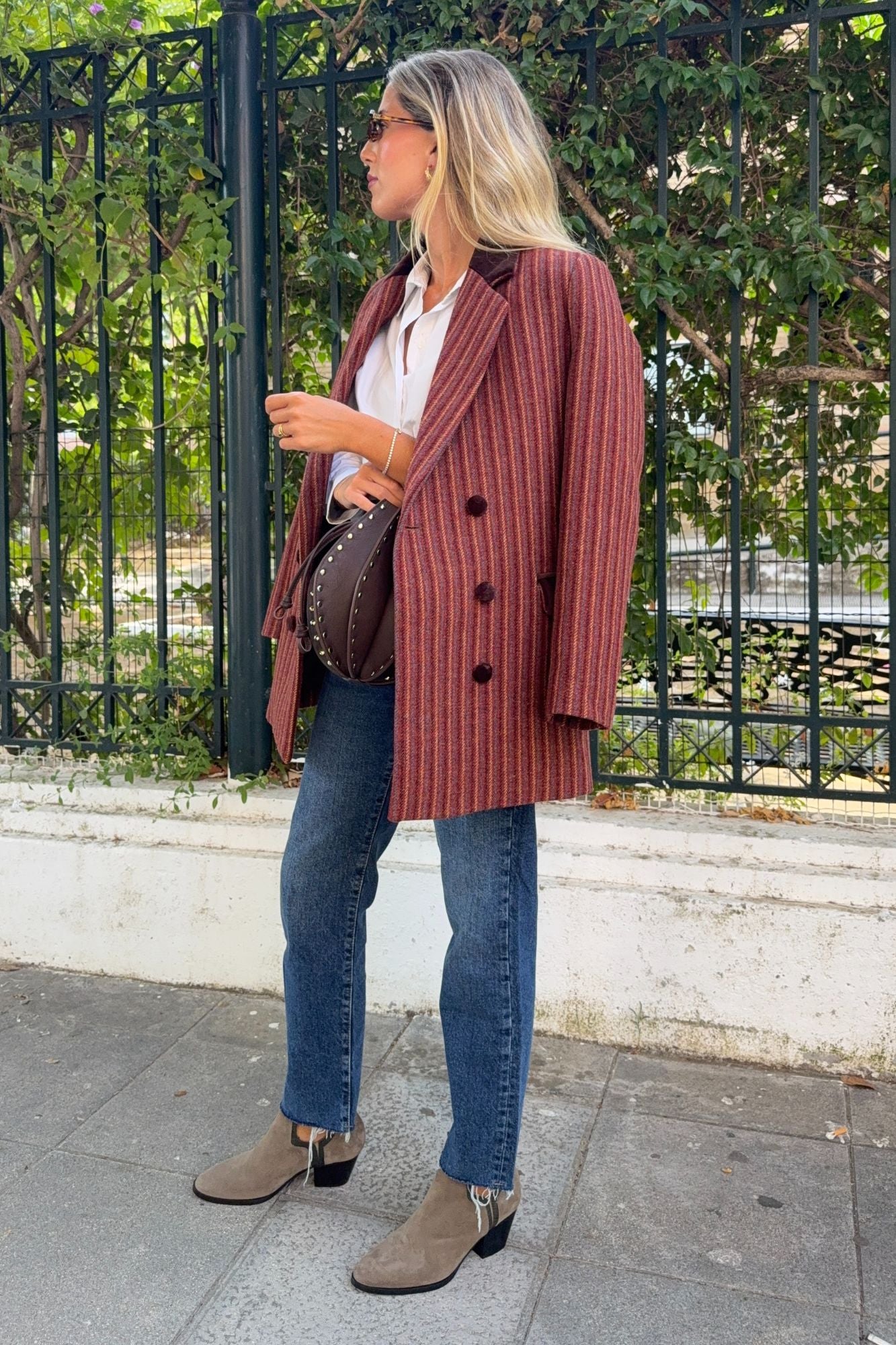 TERRACOTTA STRIPED WOOL BLAZER