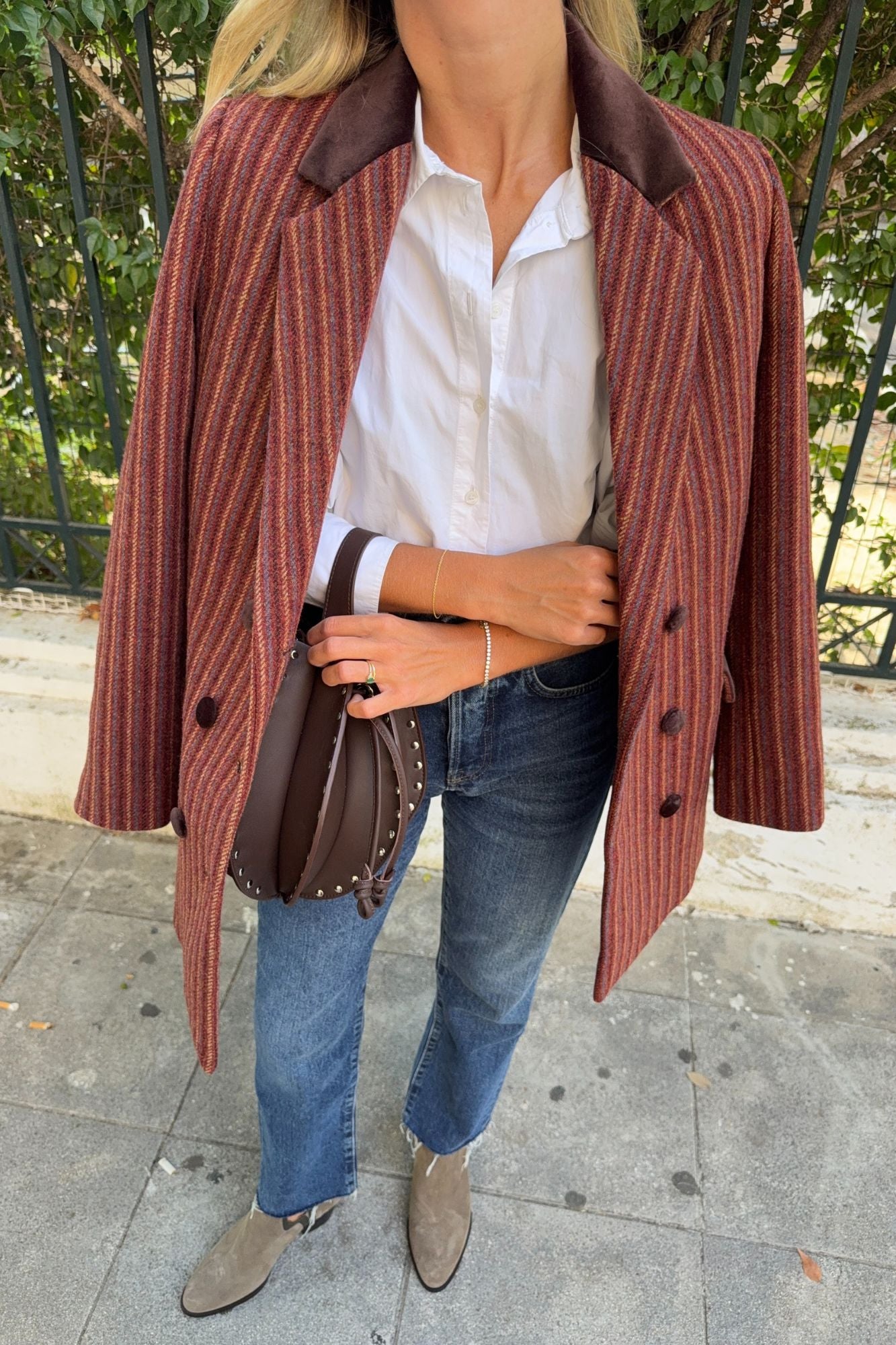 TERRACOTTA STRIPED WOOL BLAZER