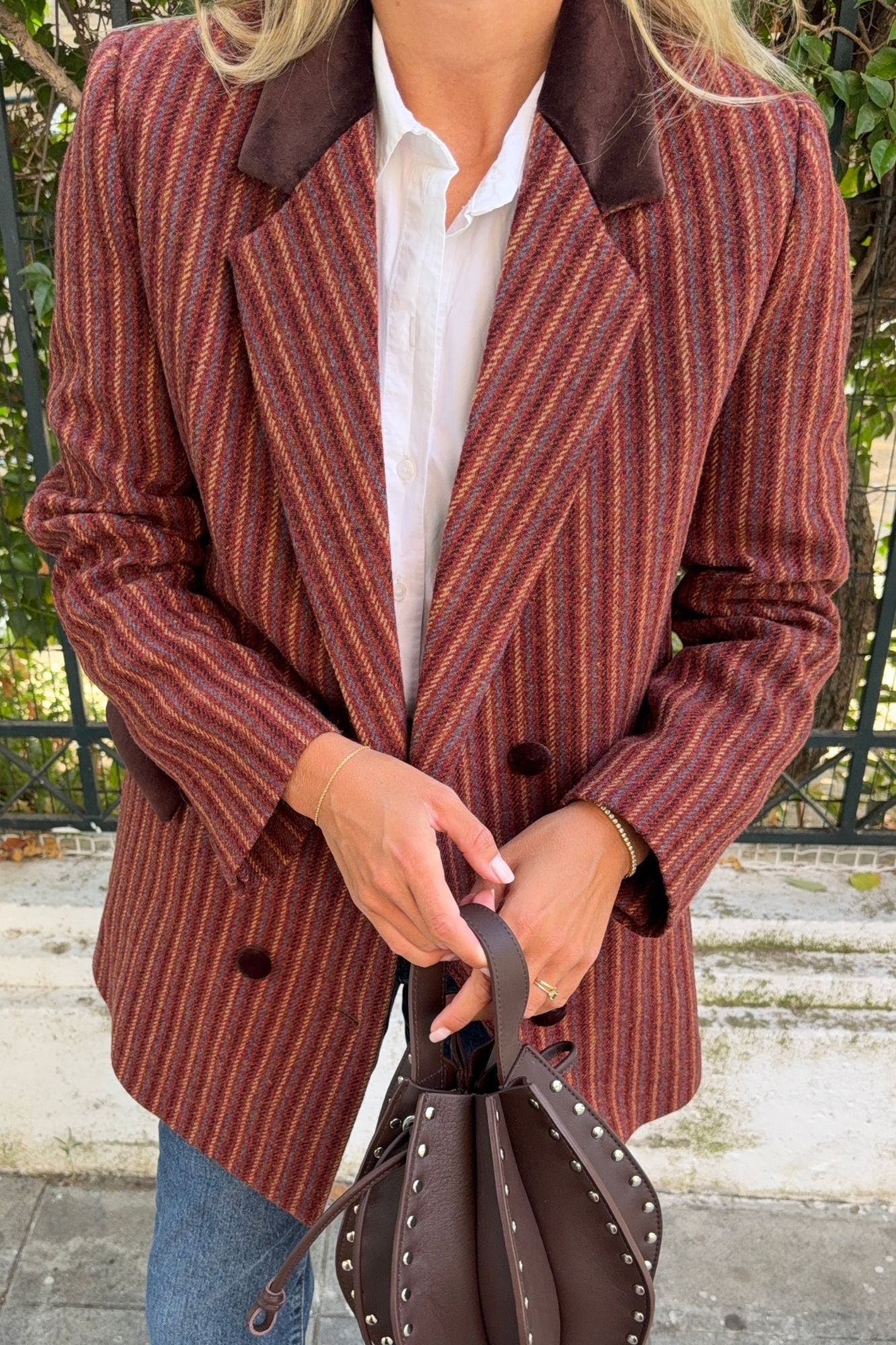TERRACOTTA STRIPED WOOL BLAZER
