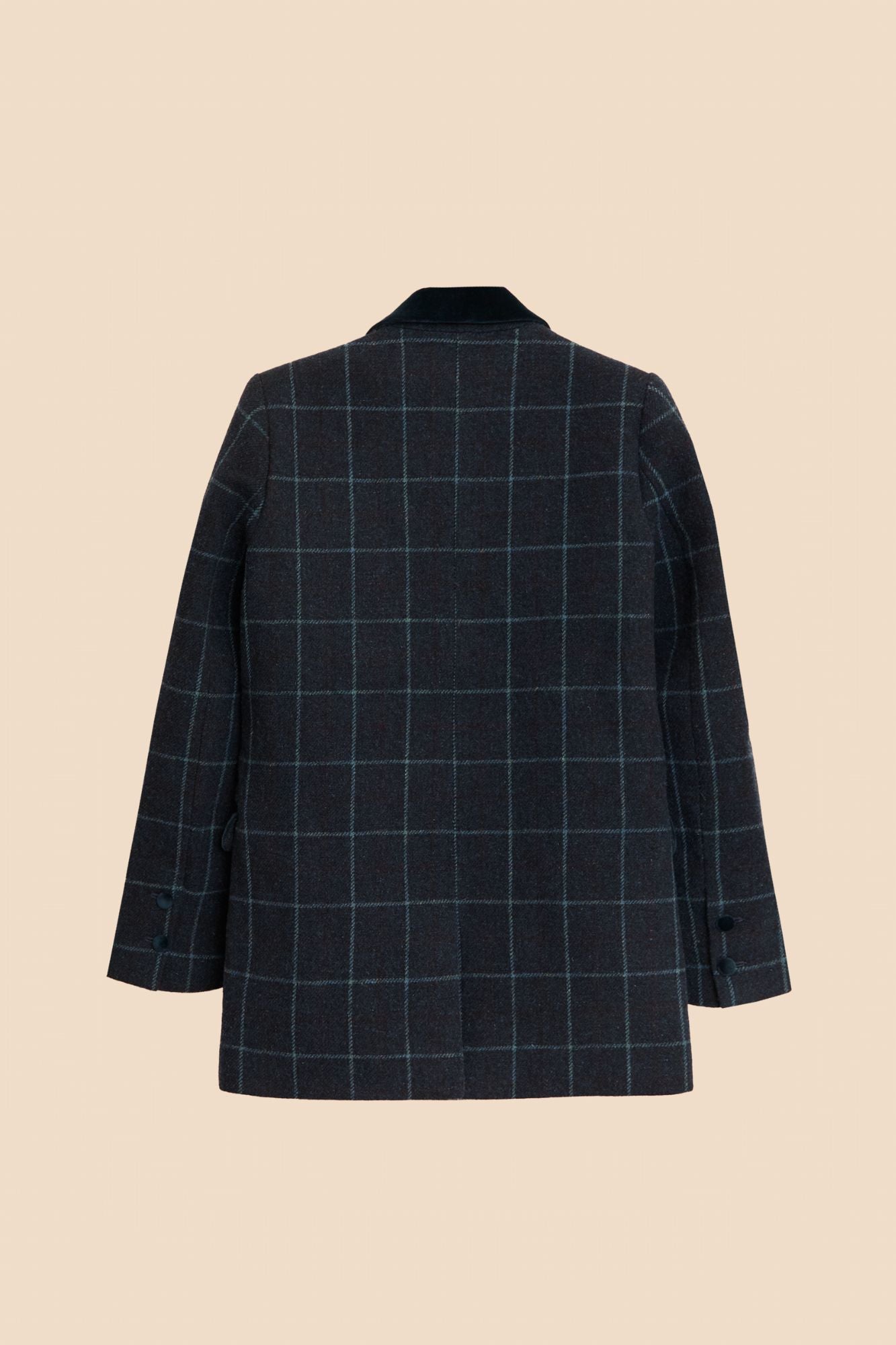 BLUE CHECKERED WOOL BLAZER