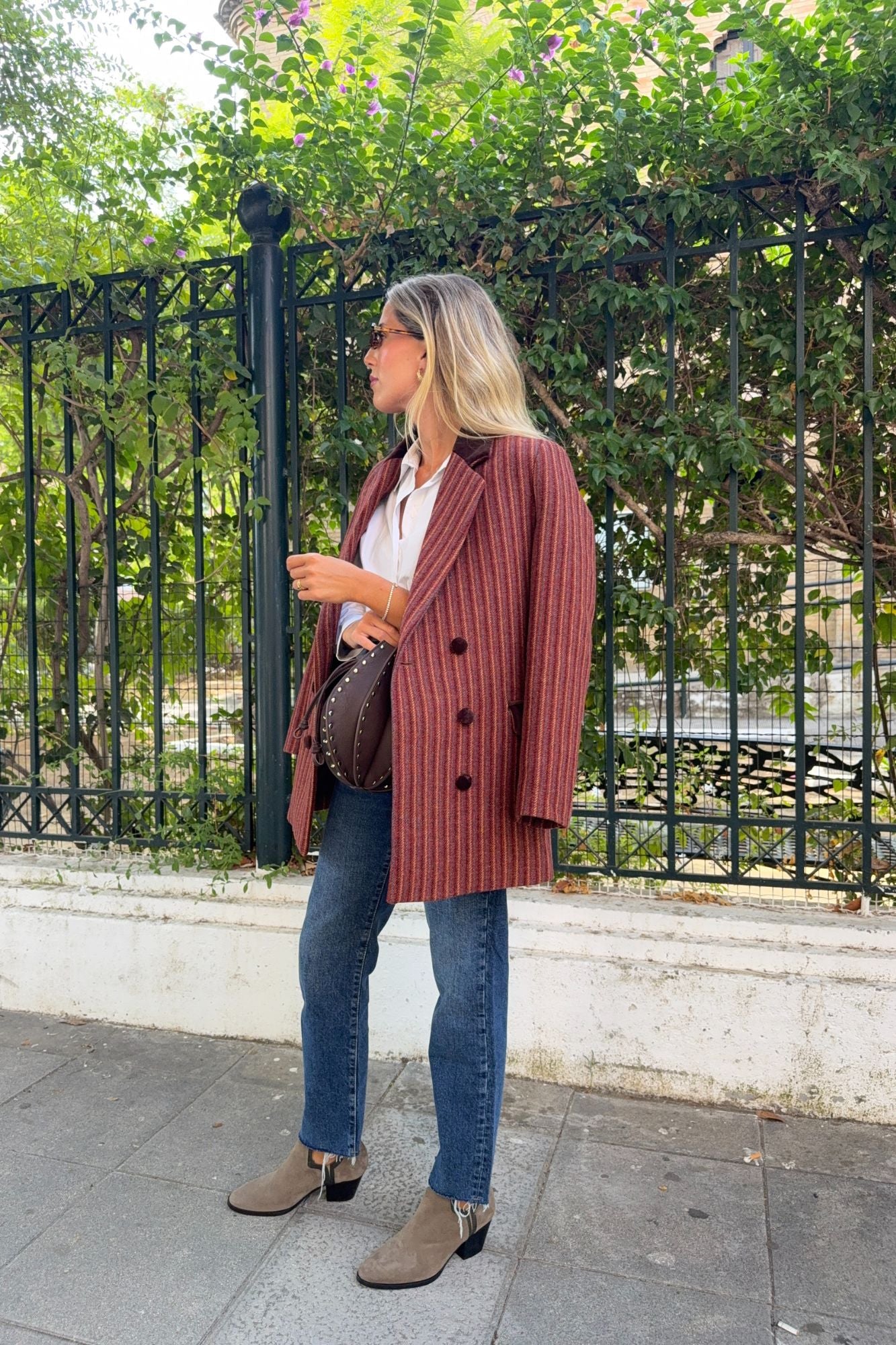 TERRACOTTA STRIPED WOOL BLAZER