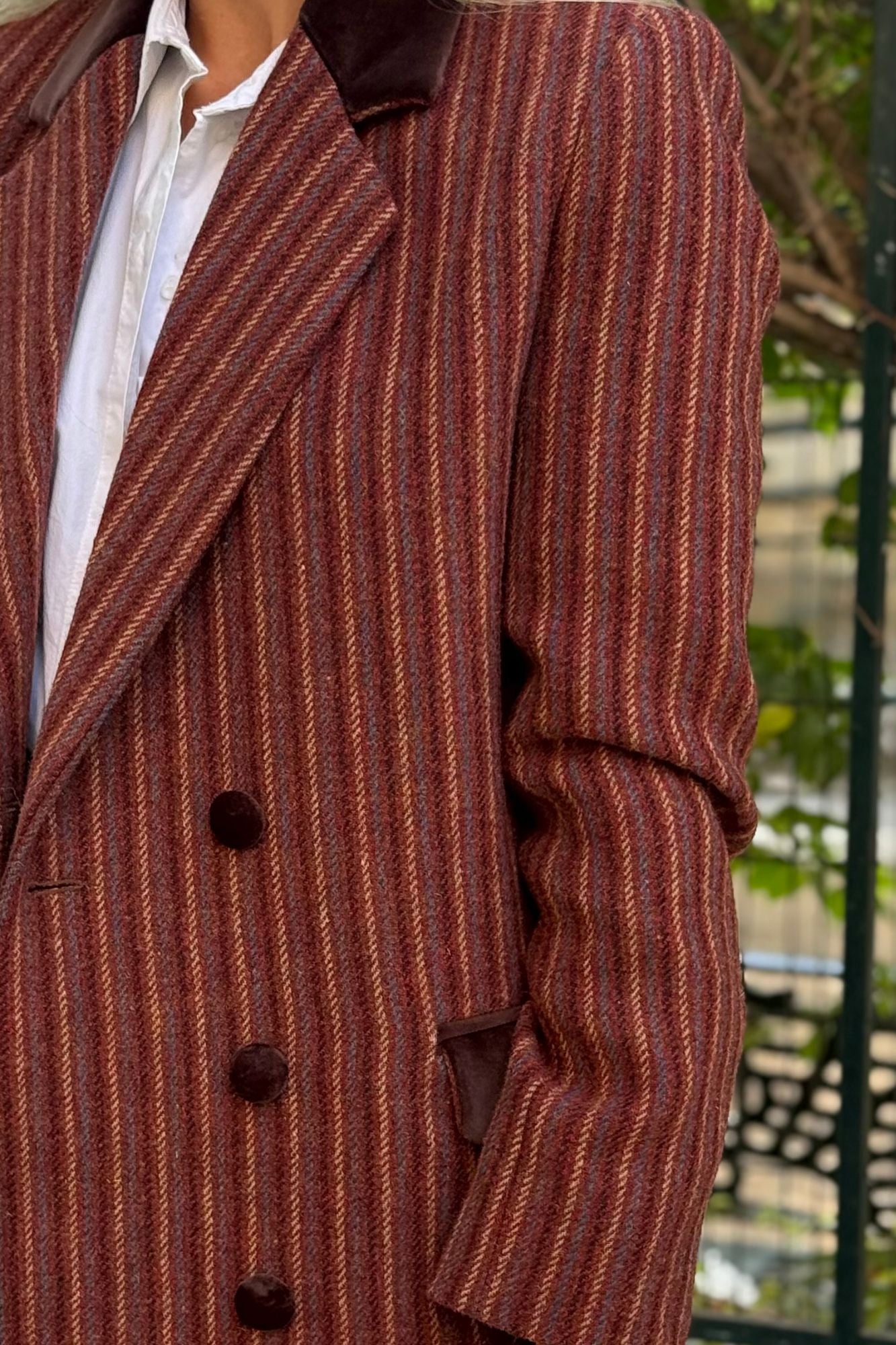 TERRACOTTA STRIPED WOOL BLAZER