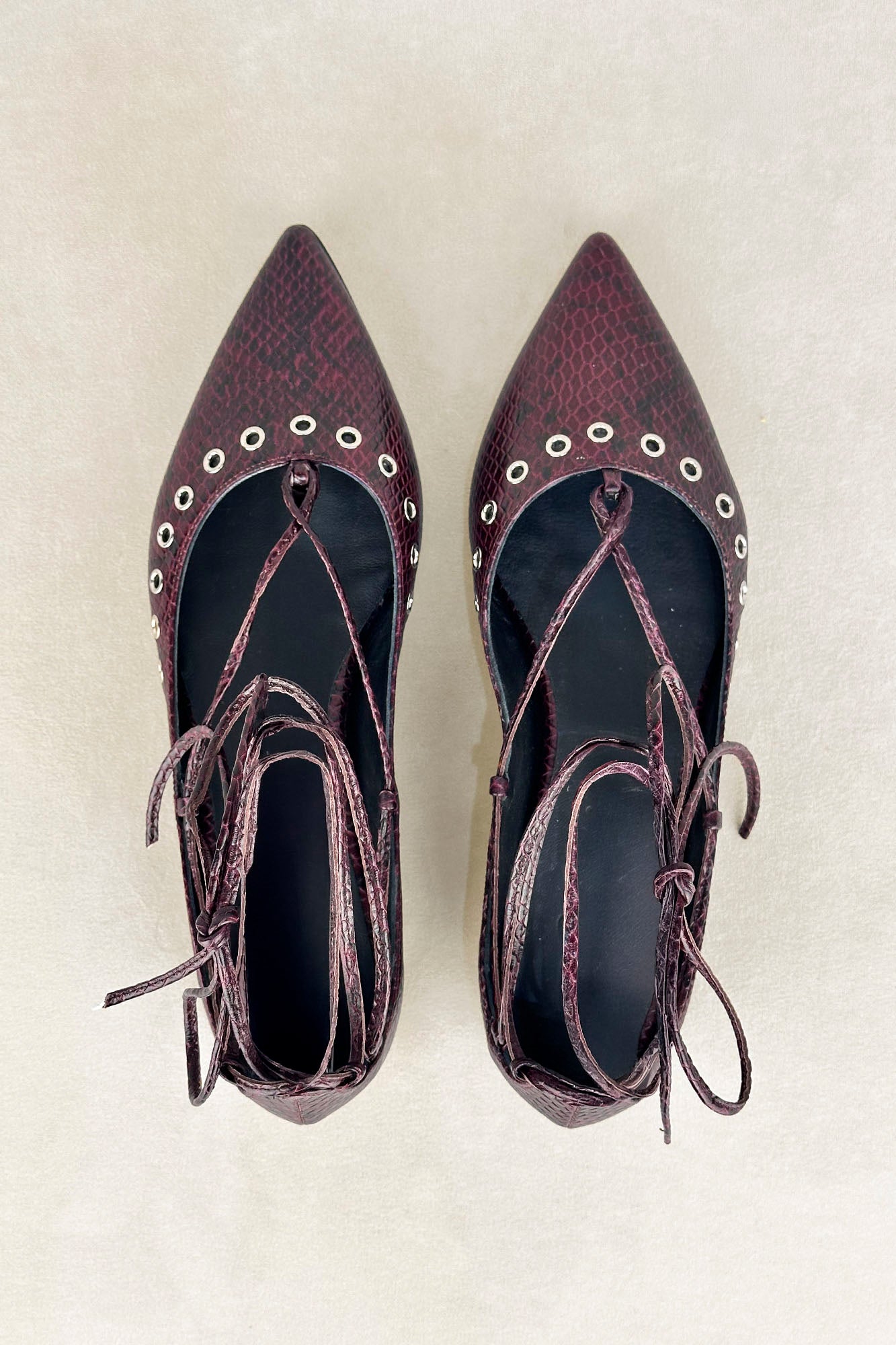 BAILARINA LACE UP SNAKE BURDEOS 1CM