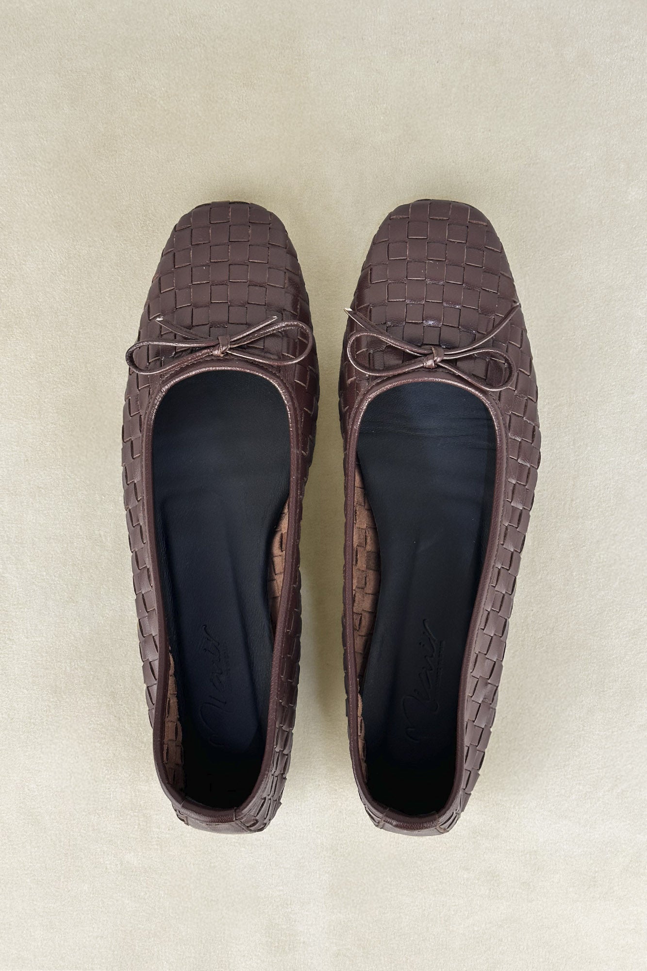 Mocassin ballerine tressé chocolat 1 cm