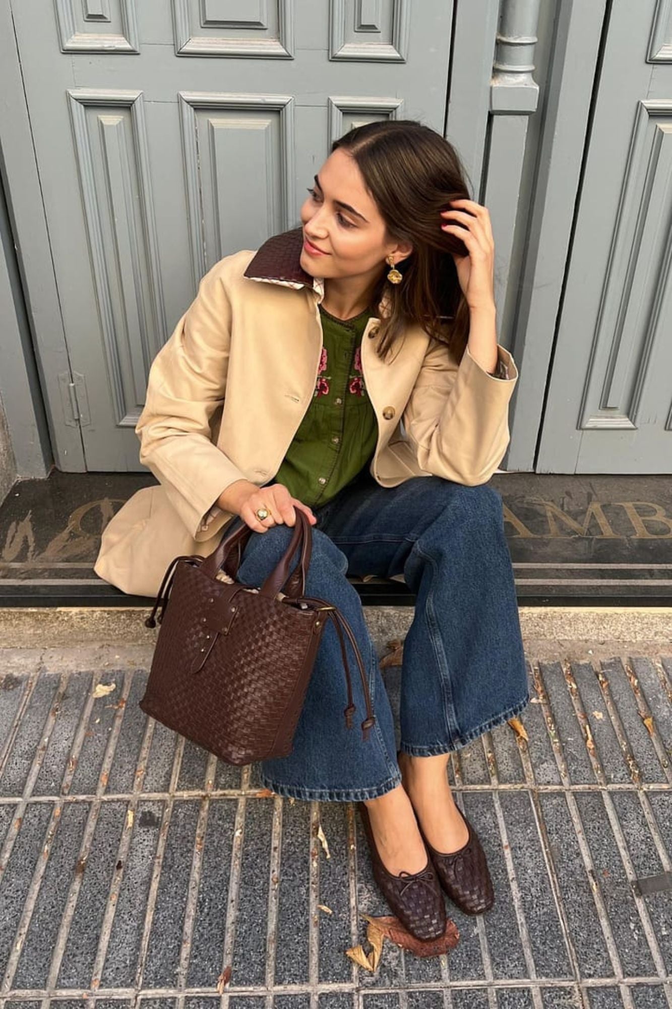 Chocolate Braided Moccasin Ballerina 1cm