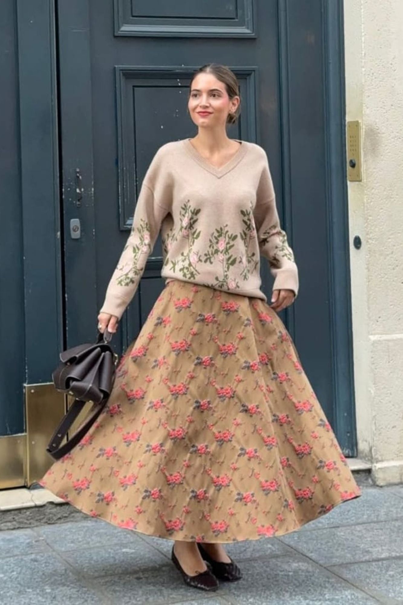 Mocassin ballerine tressé chocolat 1 cm