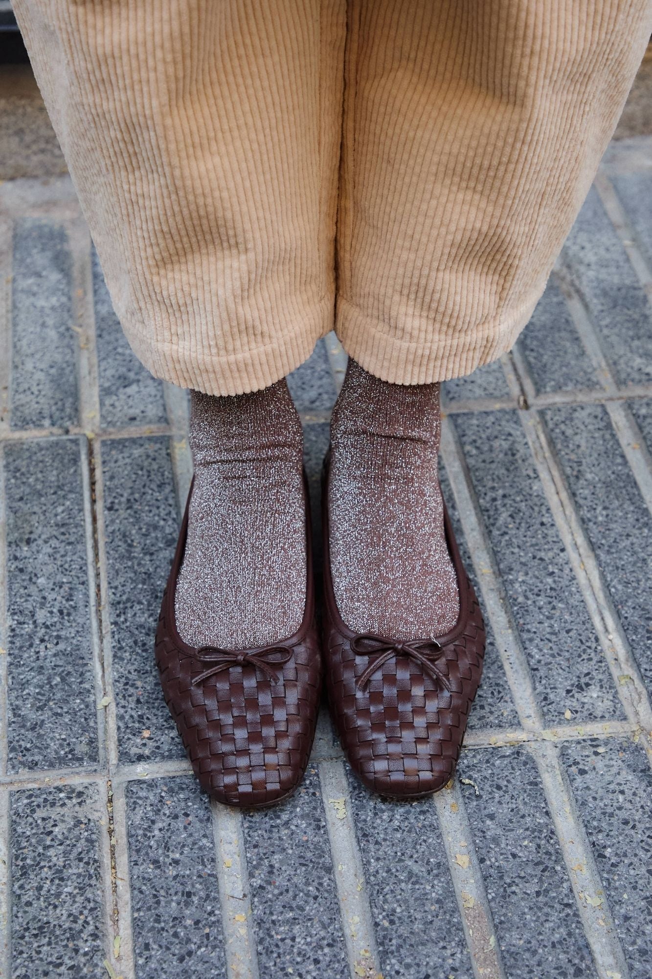 Chocolate Braided Moccasin Ballerina 1cm