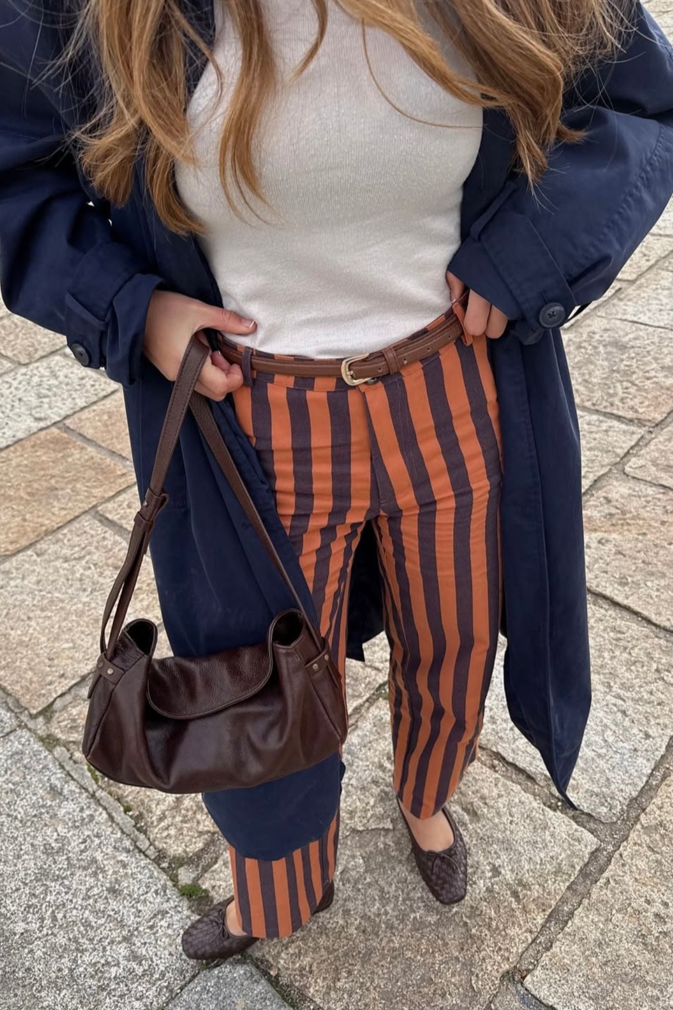 Mocassin ballerine tressé chocolat 1 cm