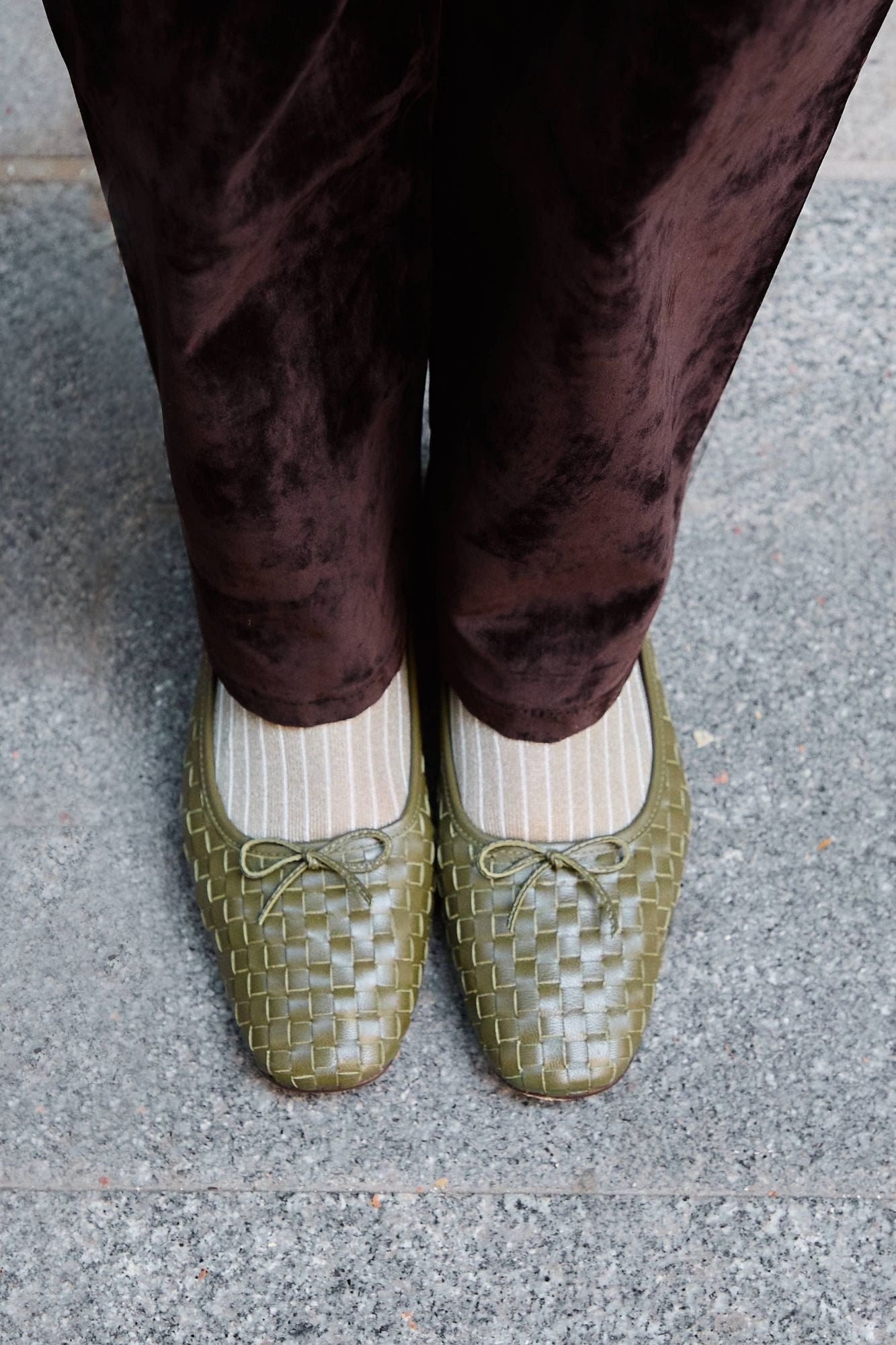 BAILARINA MOCARINA TRENZADA KHAKI 1CM