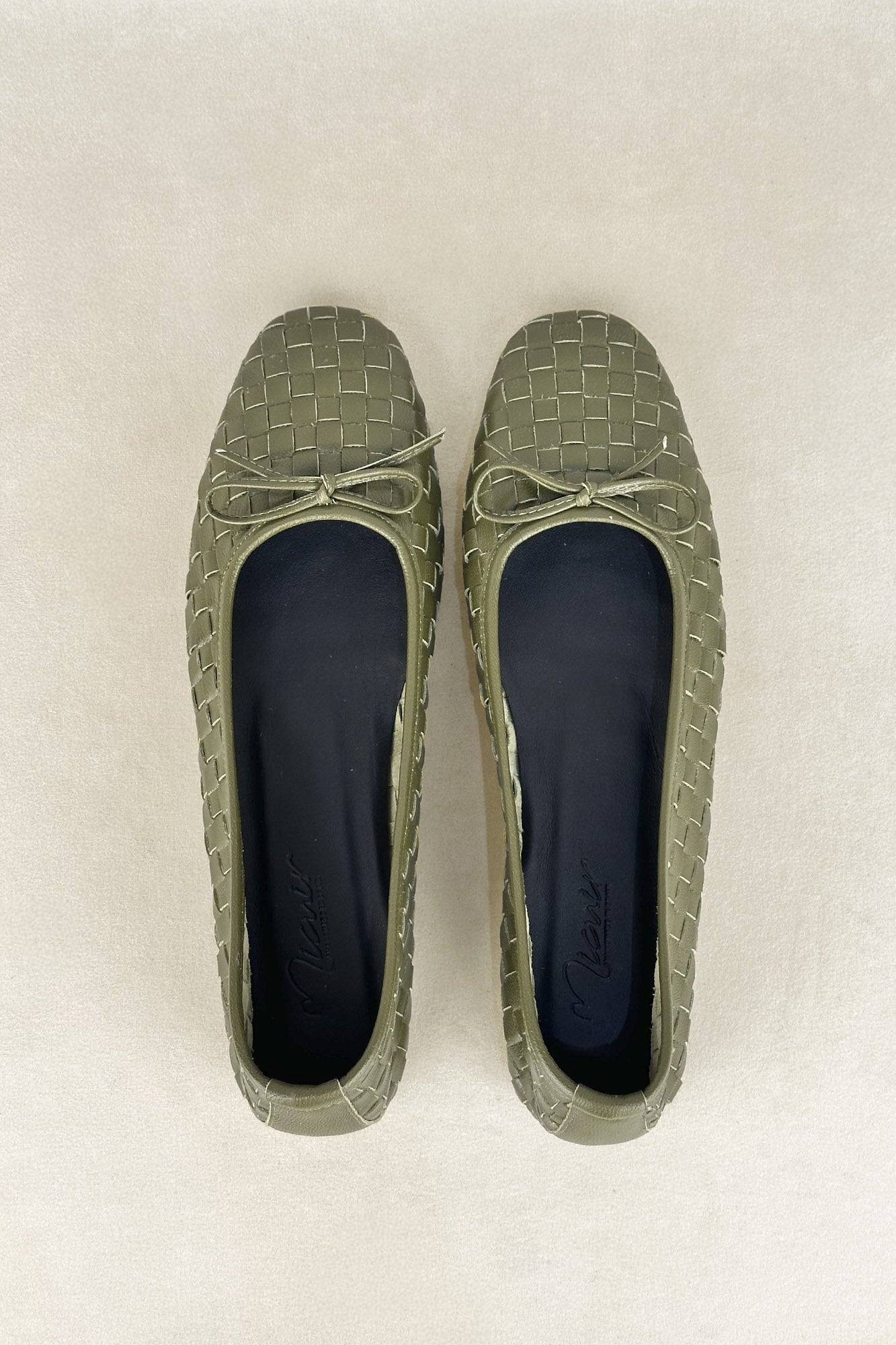 KHAKI BRAIDED MOCARINA BALLERINA 1CM