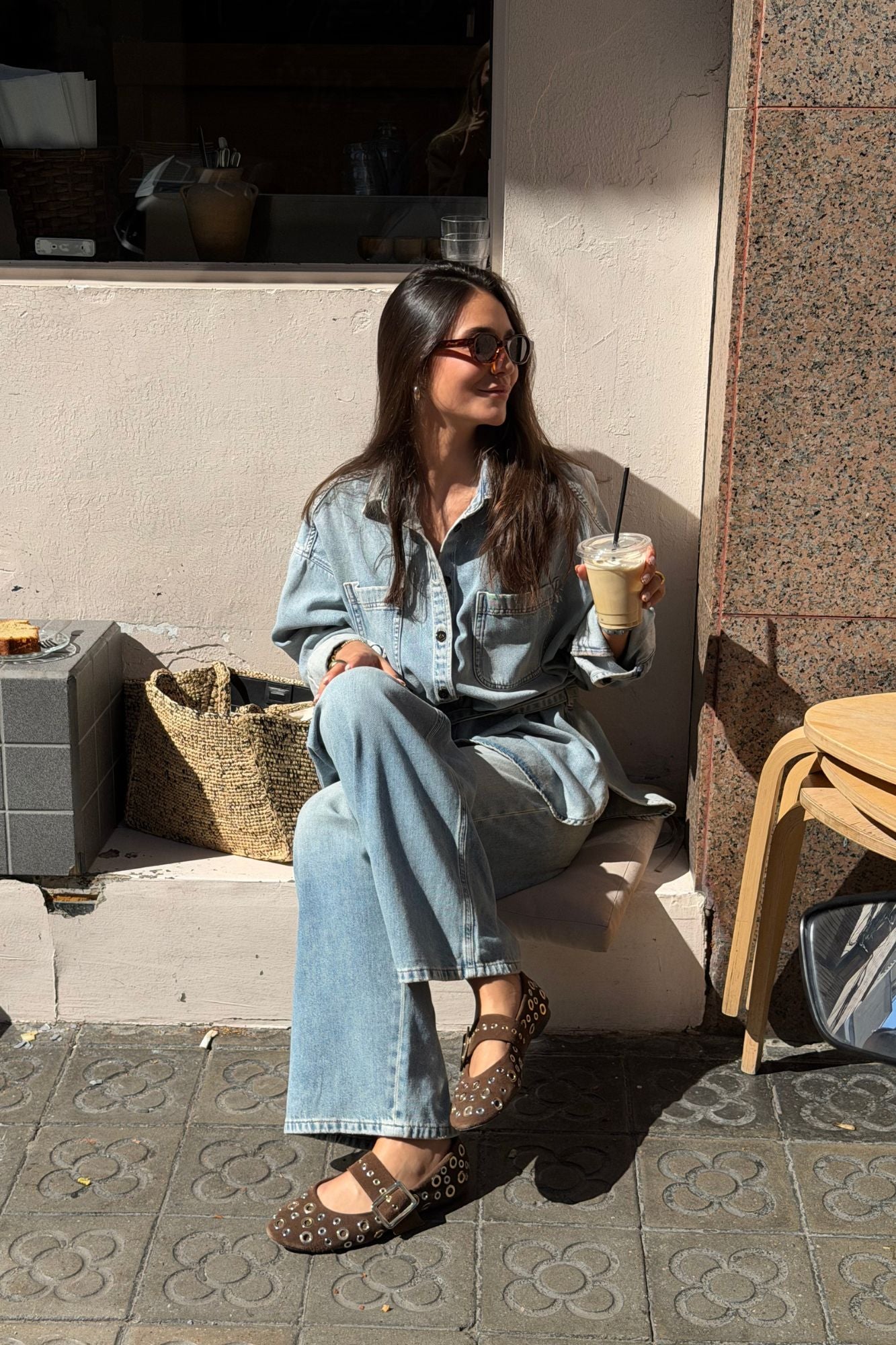 BALLERINE ROCK À CLOUS ET EN DAIM