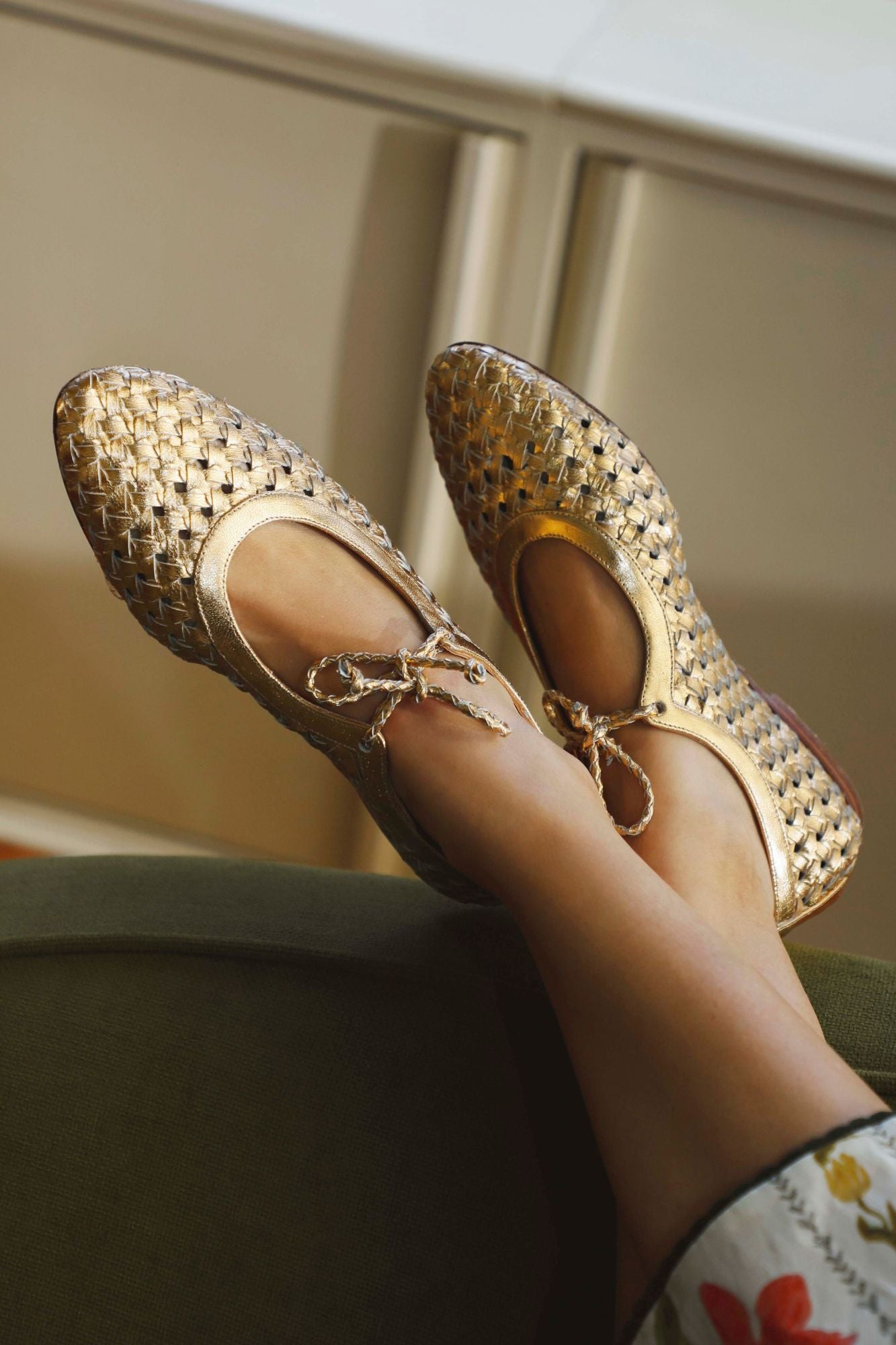 BRAIDED BALLERINA SOFIA GOLD 1CM
