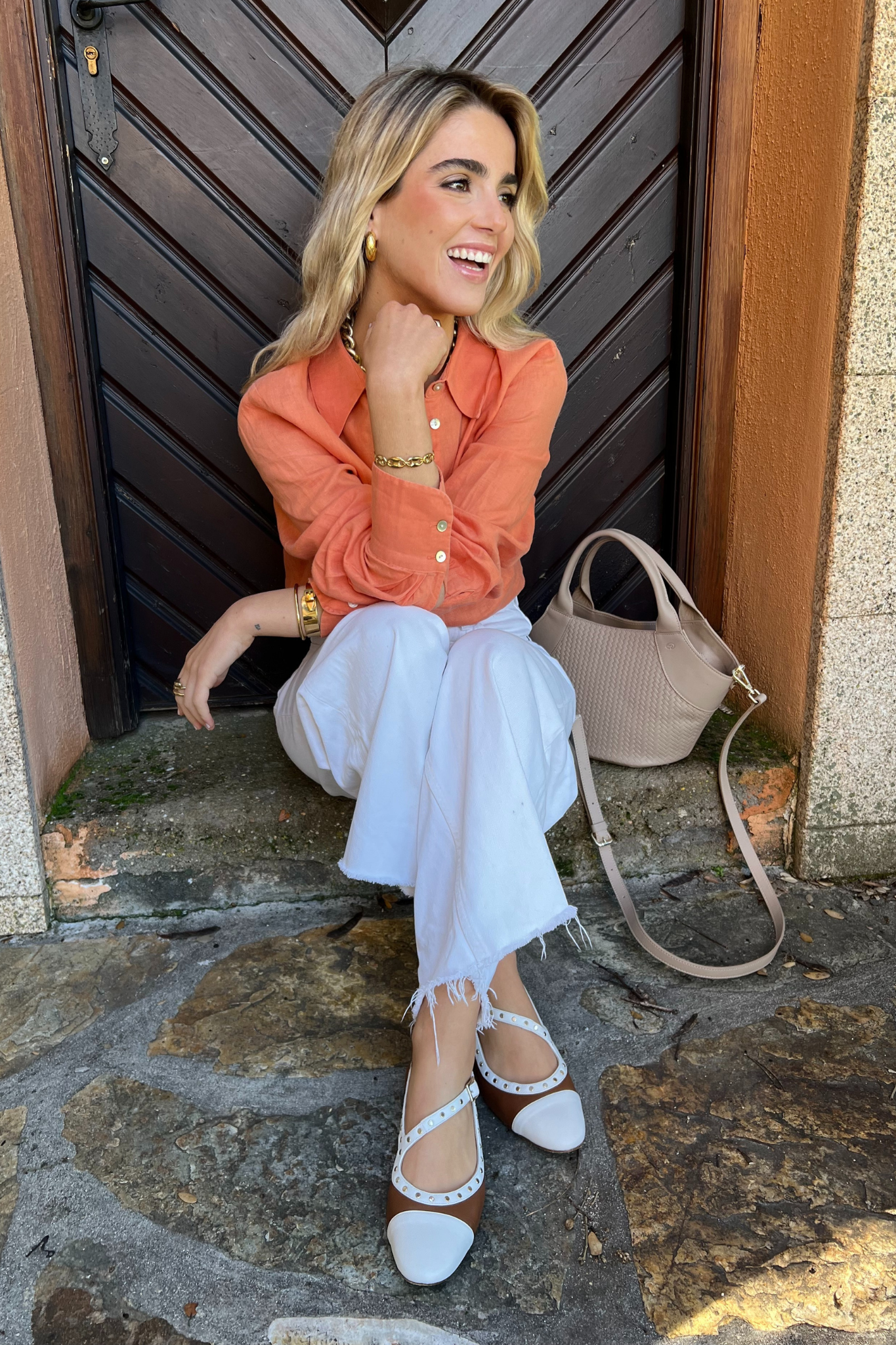 GERALDINE CREMA Y CUERO 2.5CM