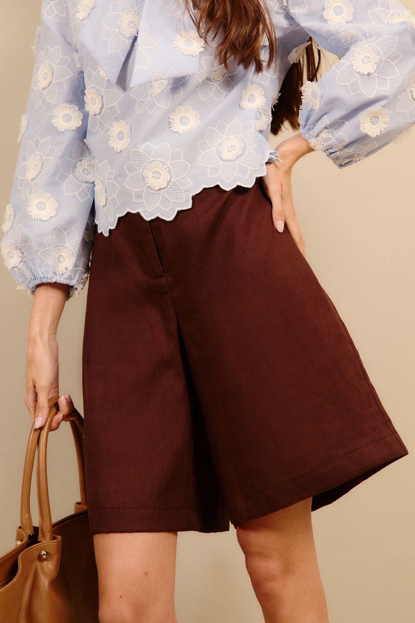Chocolate Linen Bermuda Shorts