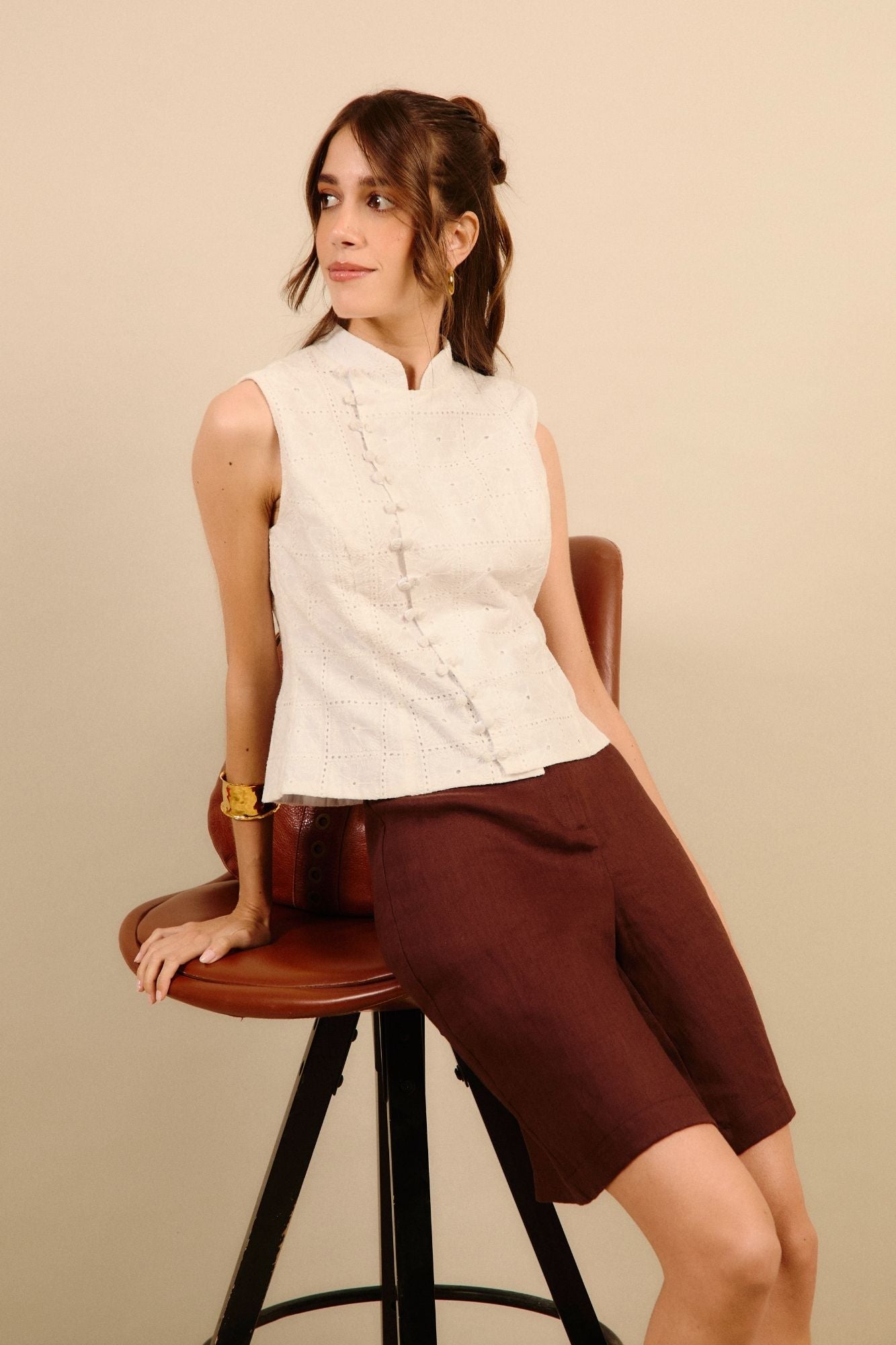 Chocolate Linen Bermuda Shorts