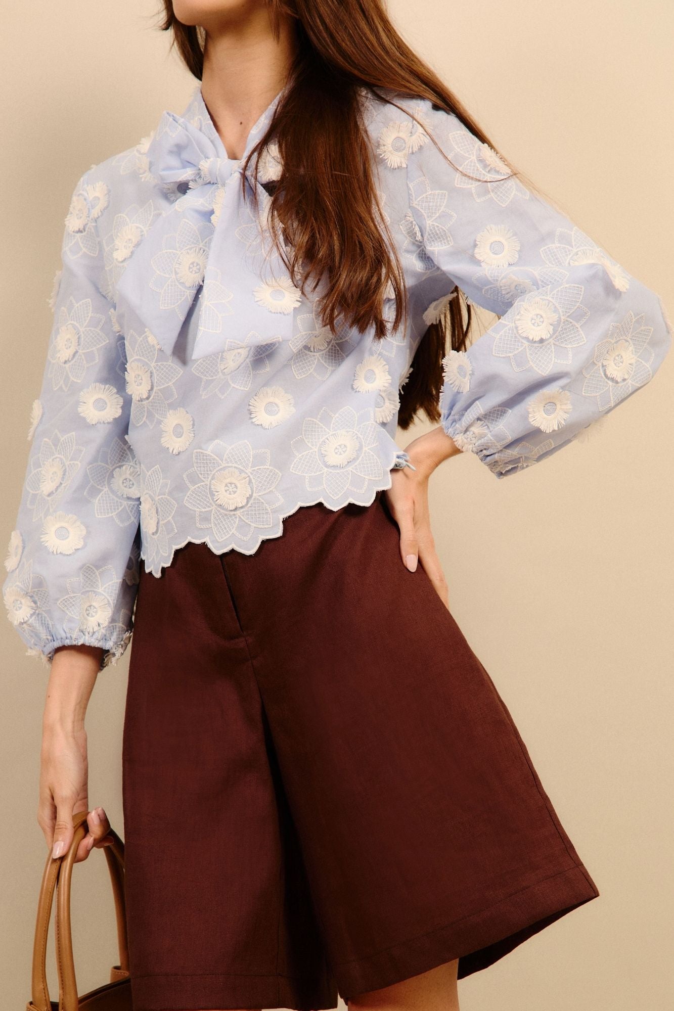 BLUE FLOWER EMBROIDERED SHIRT
