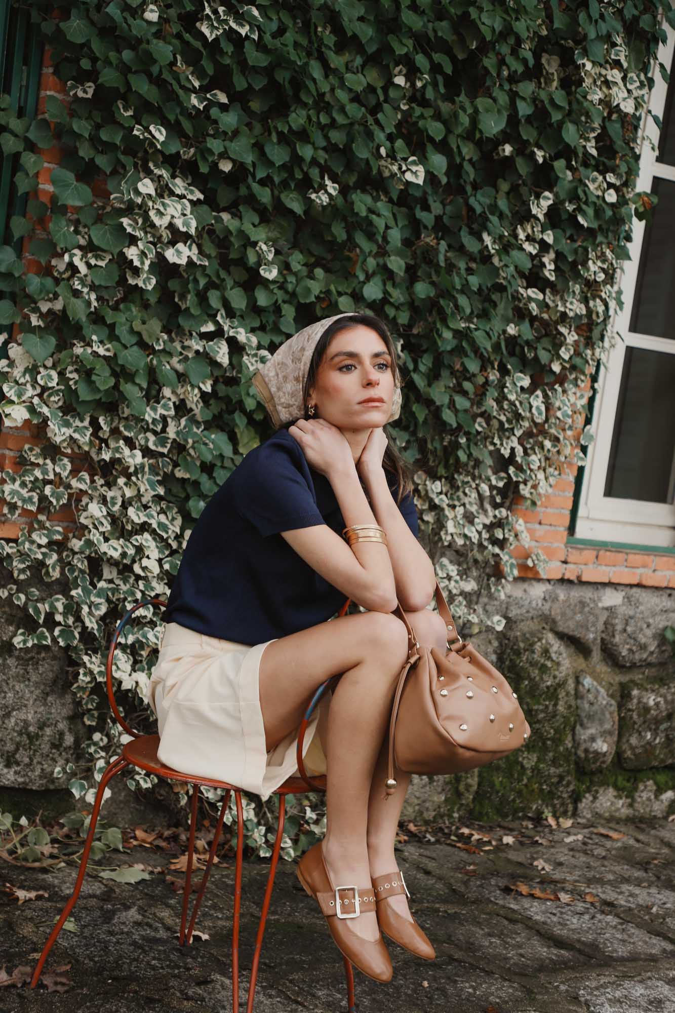 BOLSO BOMBONERA TACHAS CARAMELO