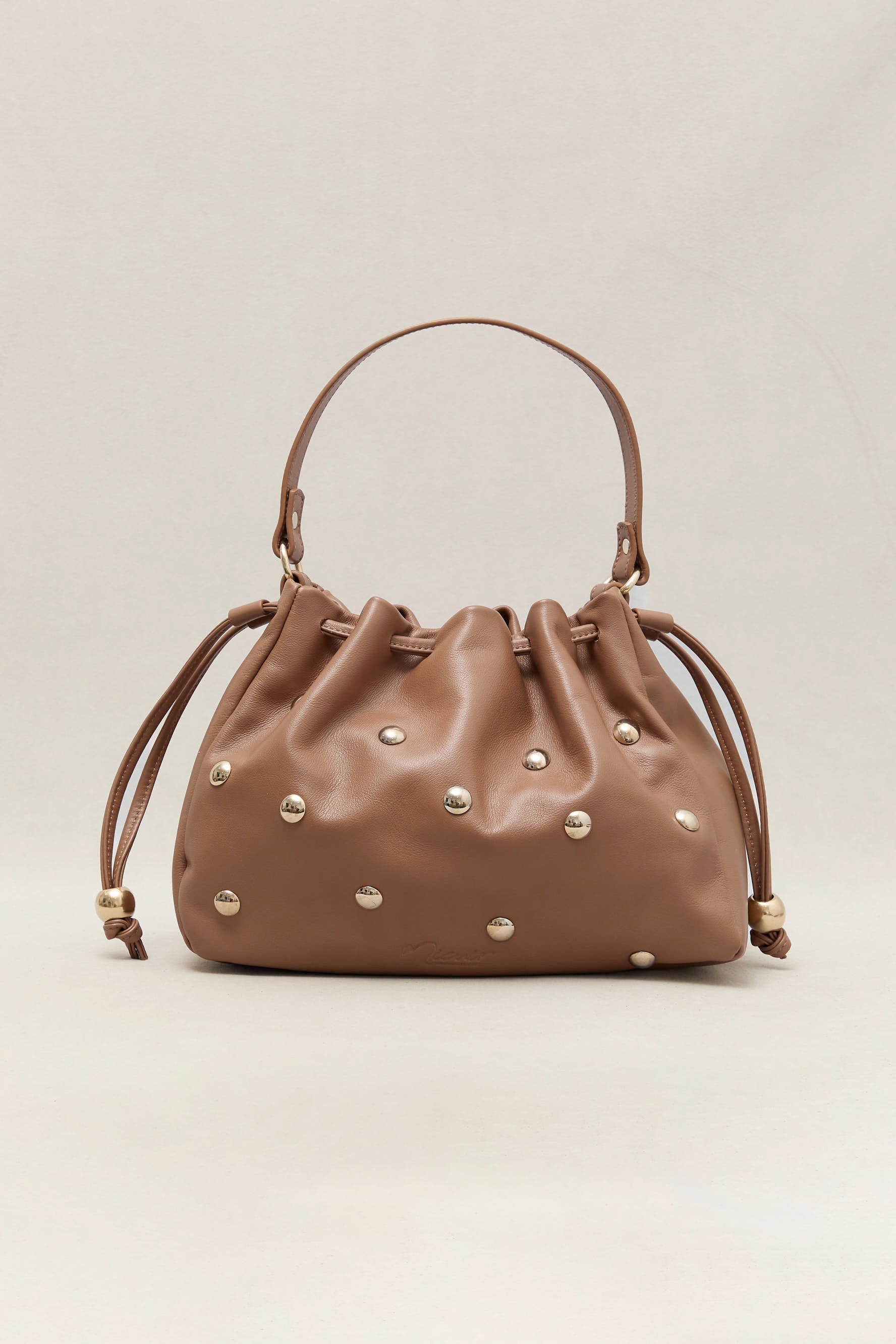 BOLSO BOMBONERA TACHAS CARAMELO