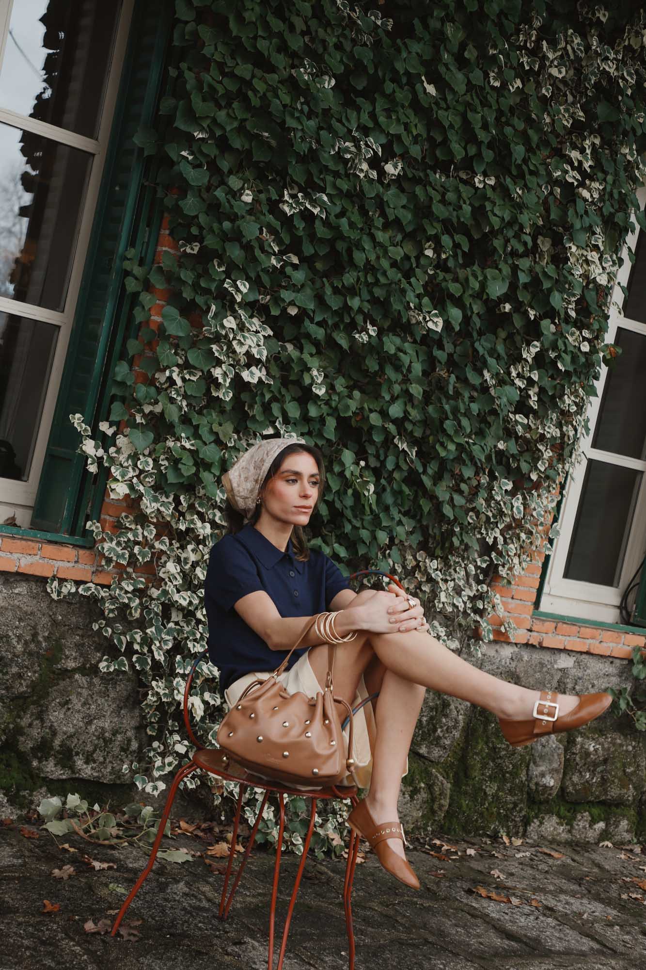 BOLSO BOMBONERA TACHAS CARAMELO