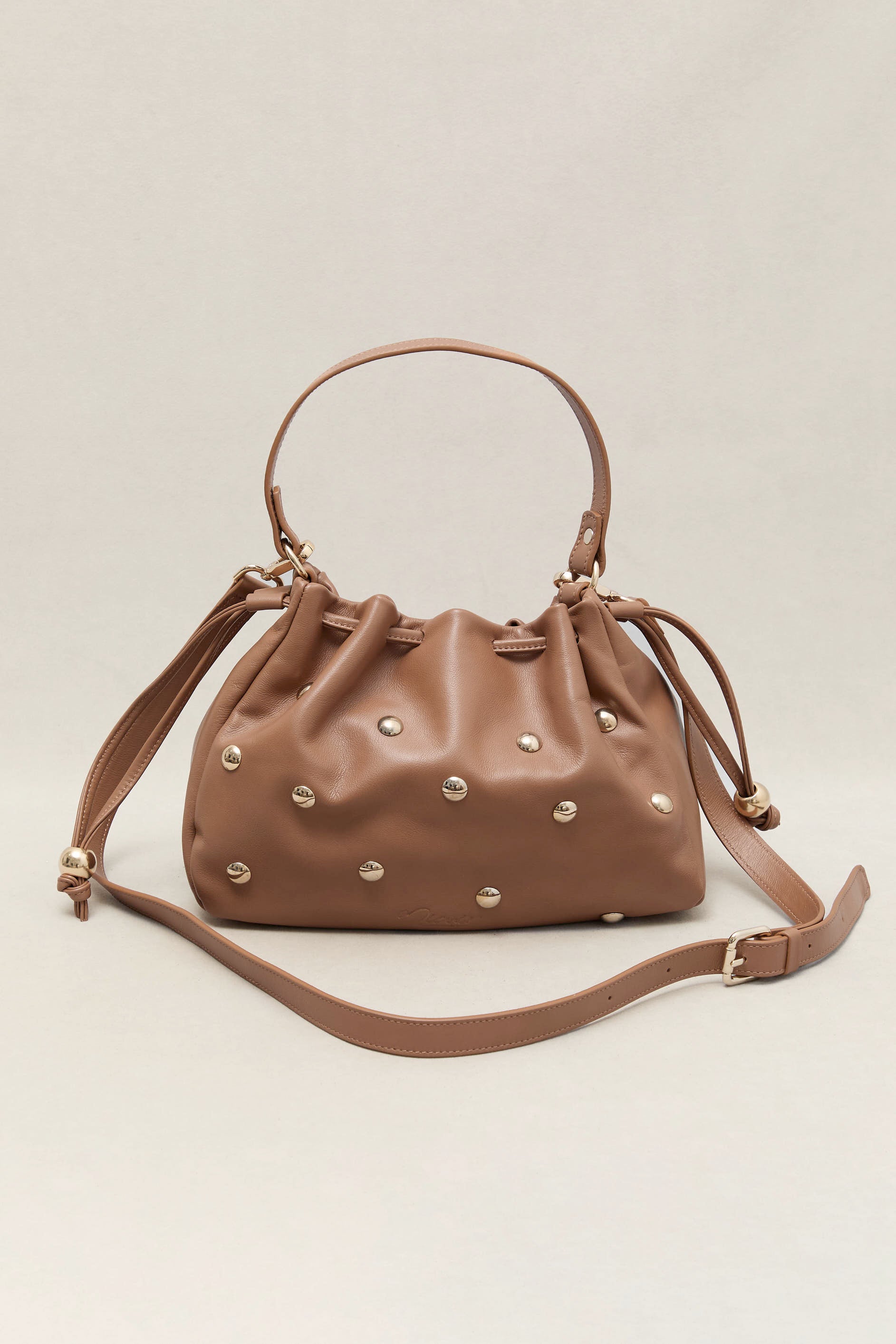 BOLSO BOMBONERA TACHAS CARAMELO