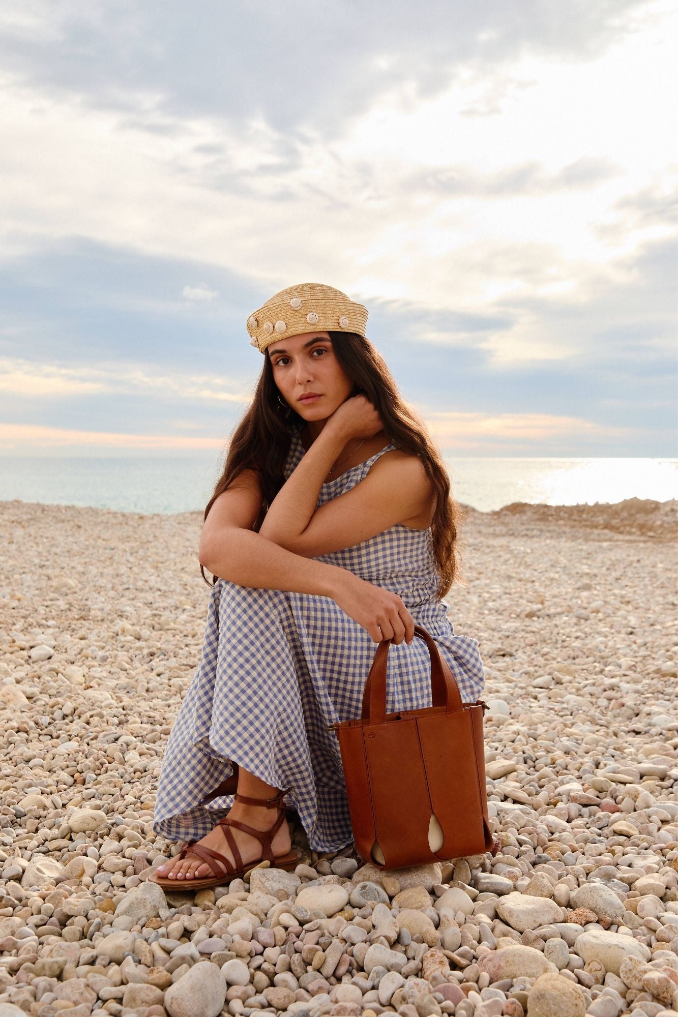 BOLSO BUCKET CALIZA CUERO