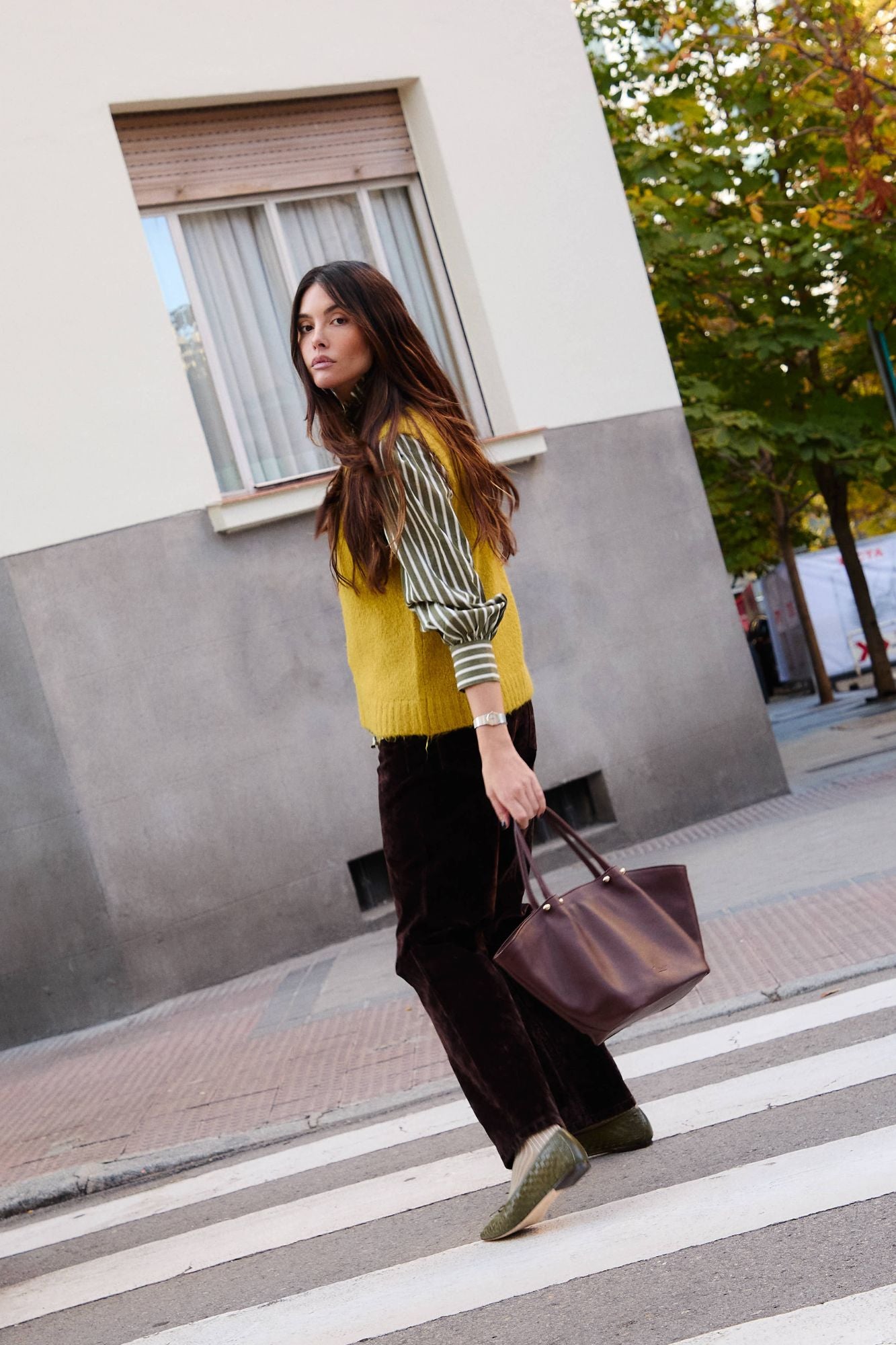 Ballerines mocarina tressées kaki 1 cm