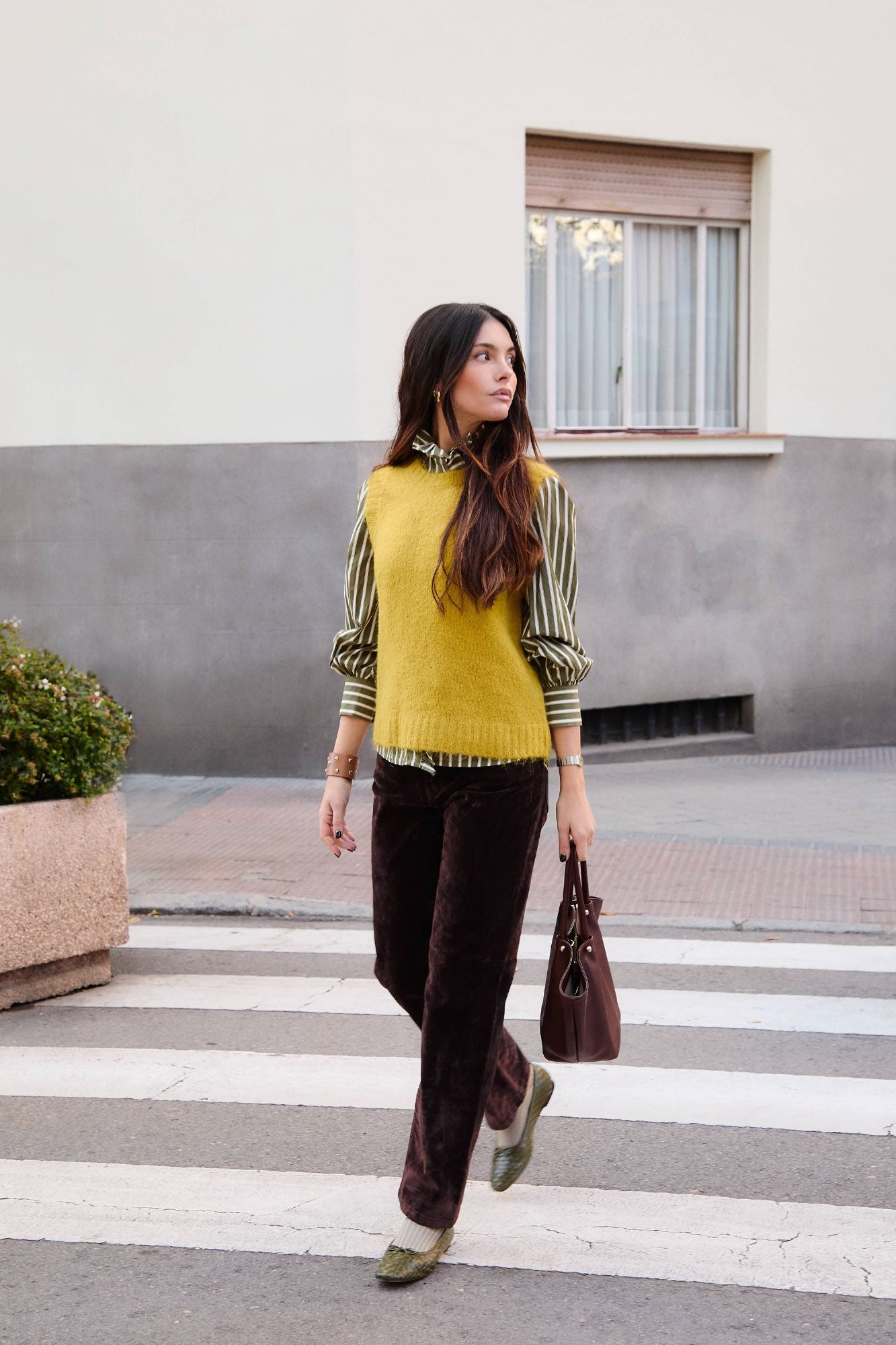 KHAKI BRAIDED MOCARINA BALLERINA 1CM