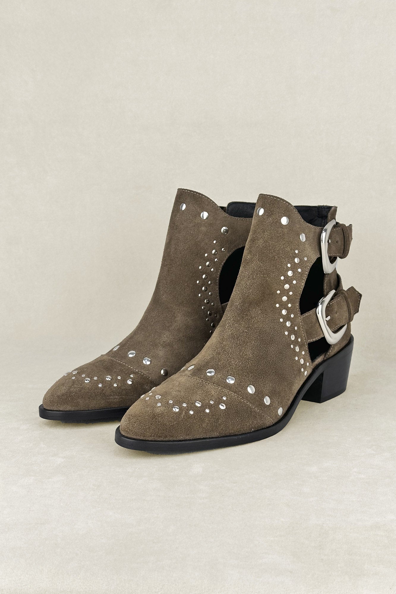 Bottines Alexa en daim taupe 5 cm