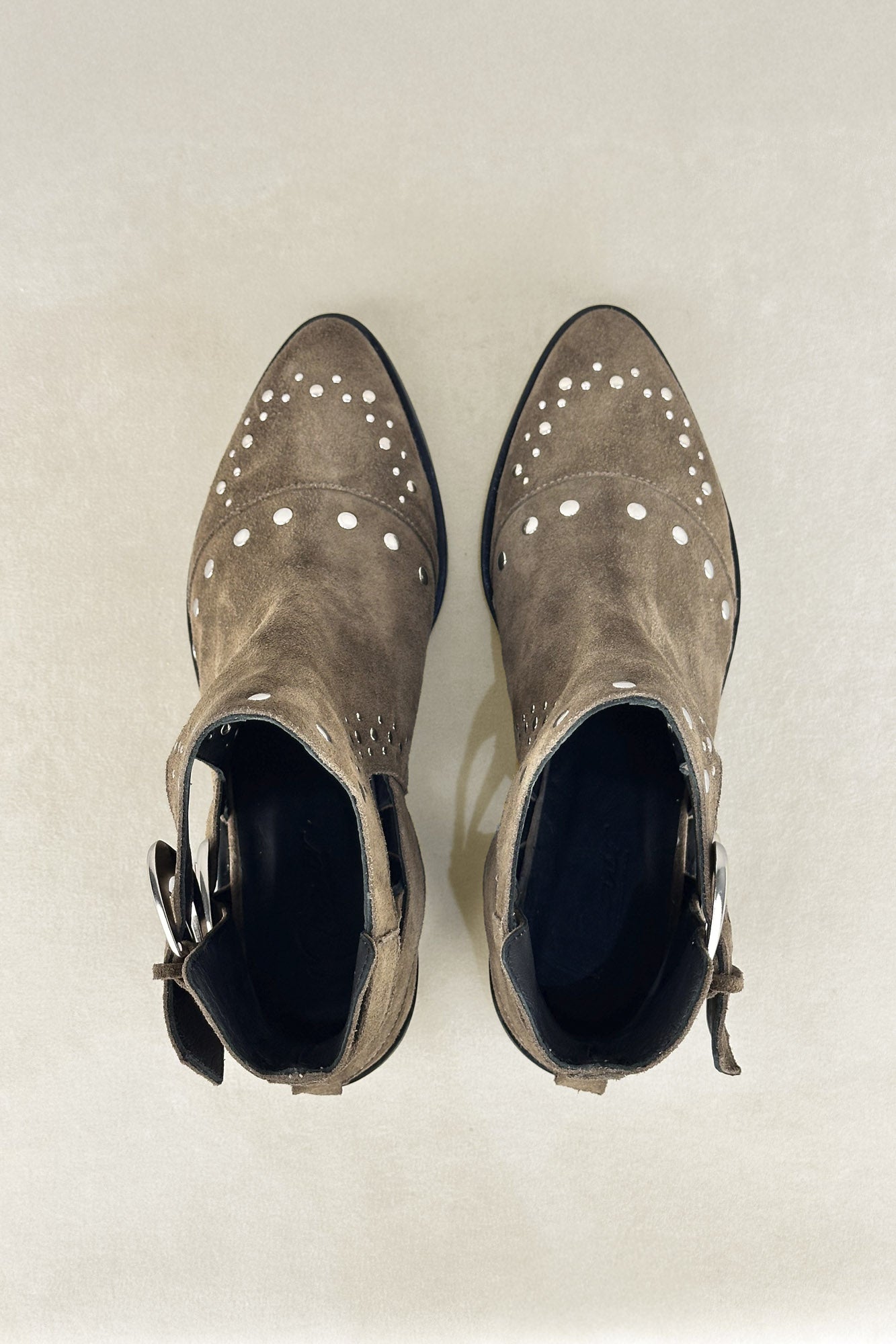 Bottines Alexa en daim taupe 5 cm