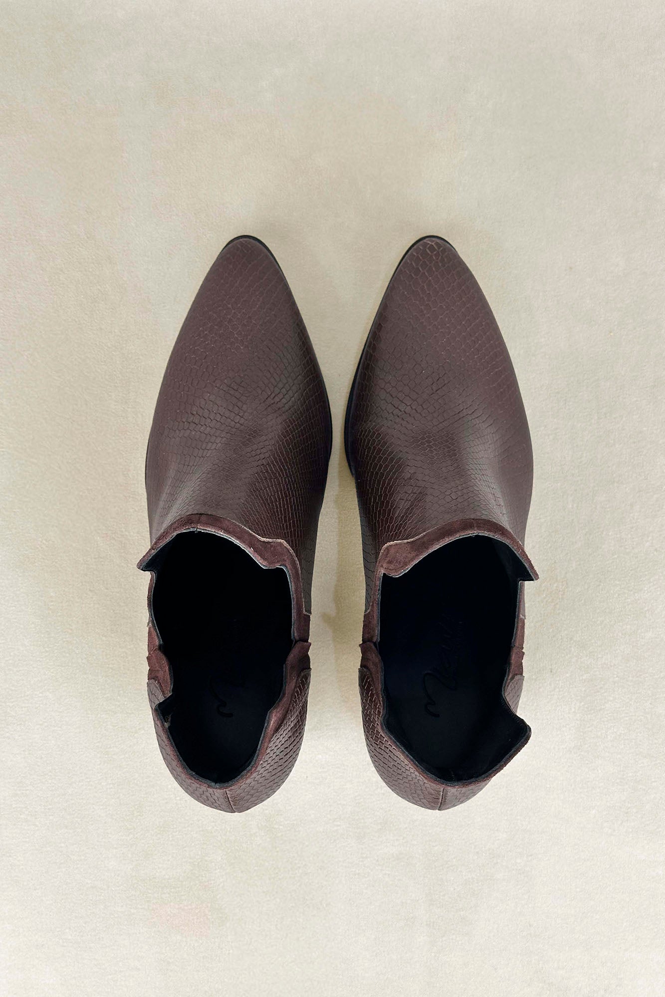 FRIDA SNAKE CHOCOLATE HEEL 7CM