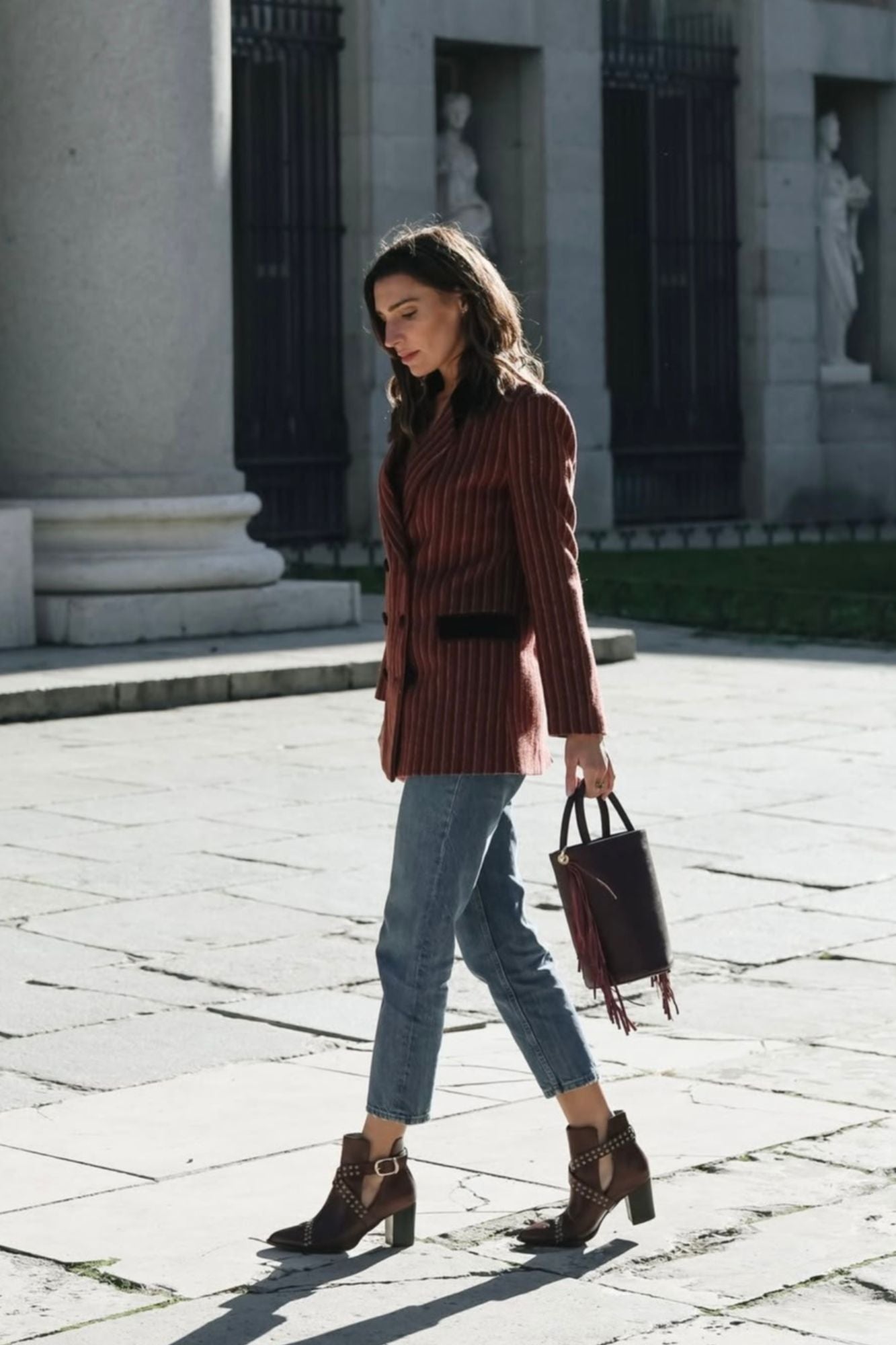 BROWN BOWIE WITH 7CM HEEL