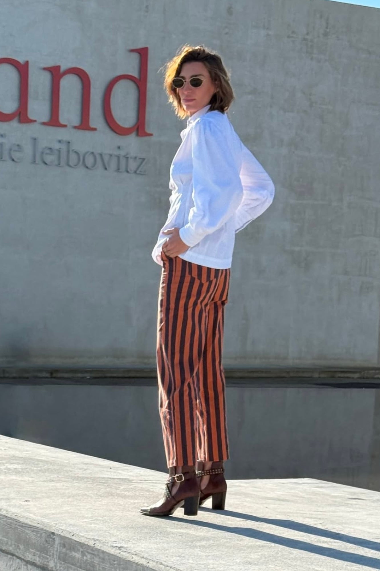 BROWN BOWIE WITH 7CM HEEL