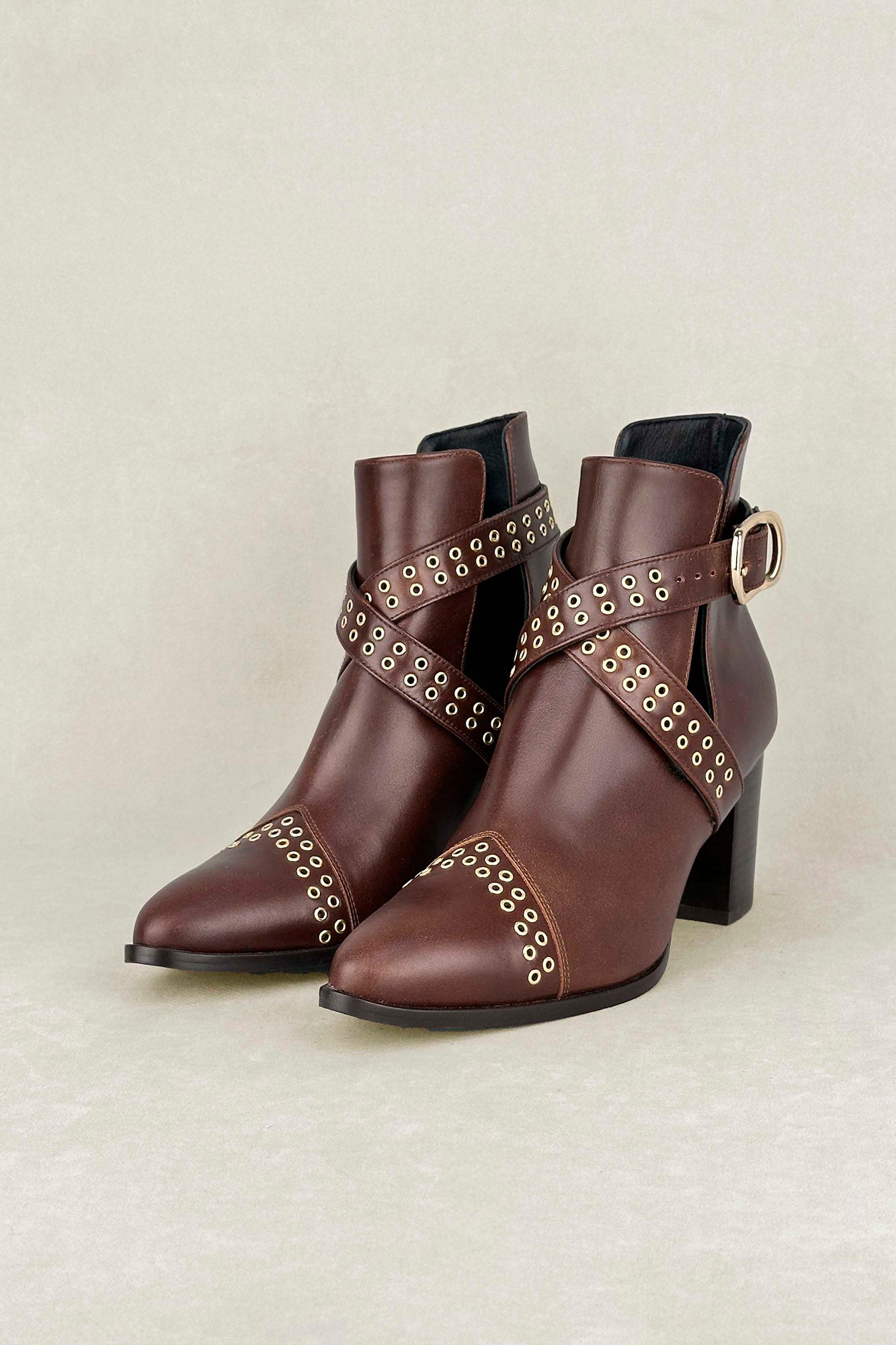 BROWN BOWIE WITH 7CM HEEL