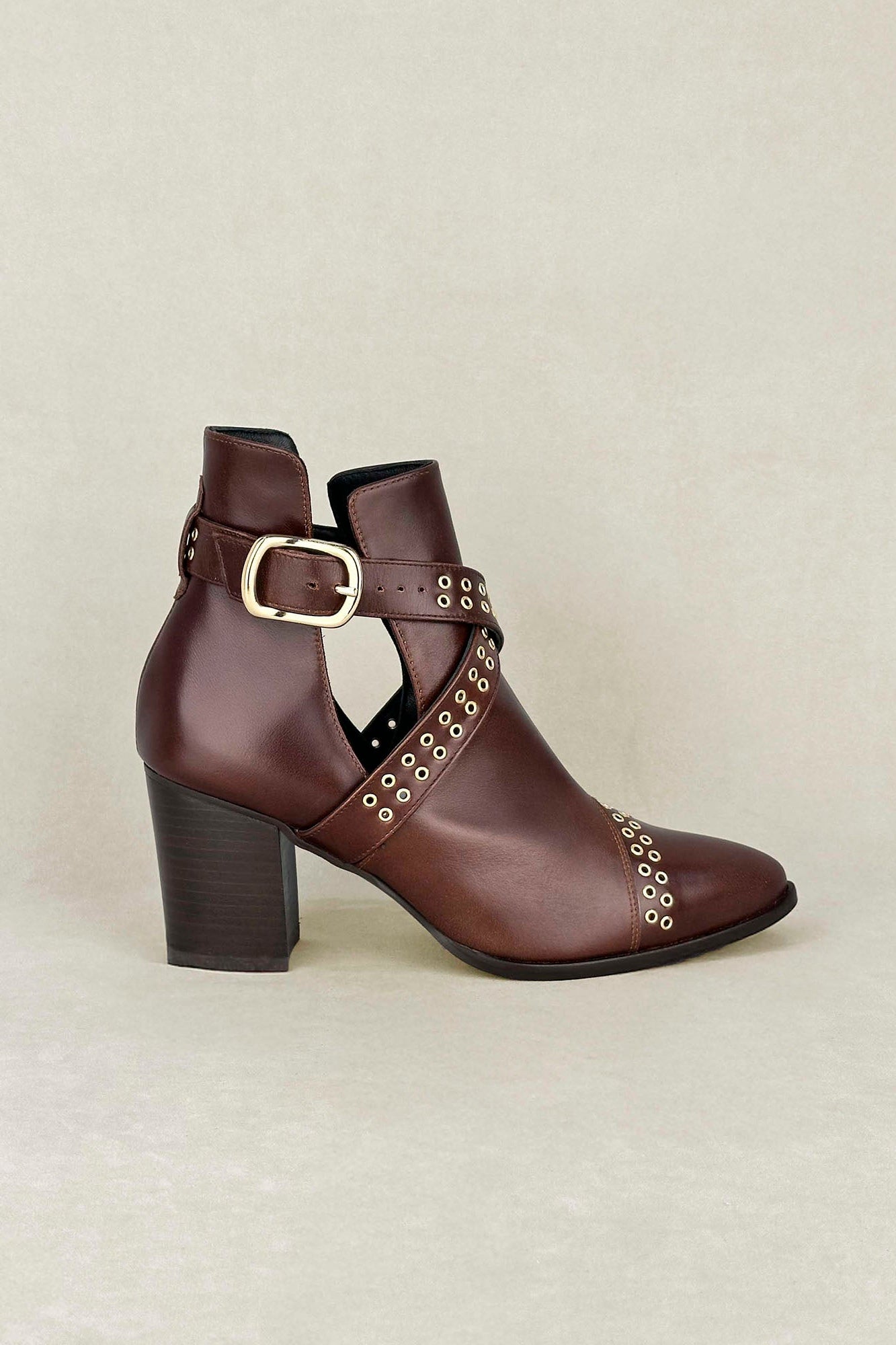 BROWN BOWIE WITH 7CM HEEL