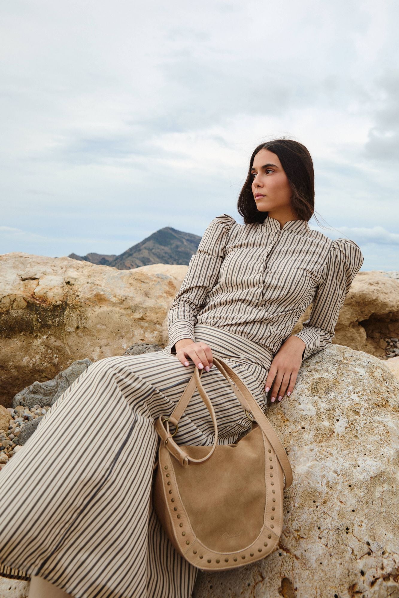 FALDA CANESU RAYAS BEIGE