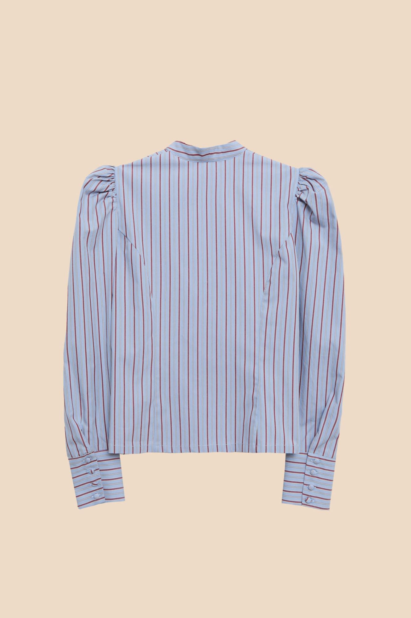 BLUE STRIPED CROSS BUTTONS SHIRT