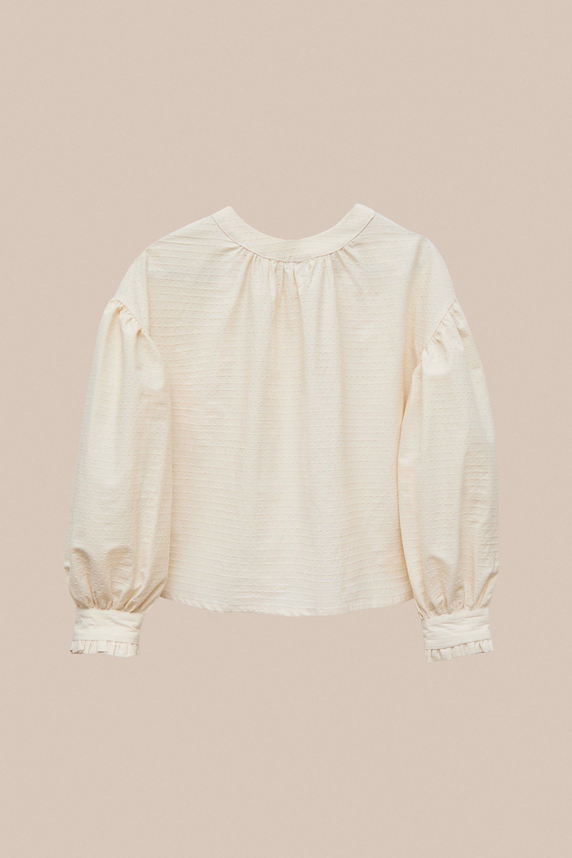 ECRU TEXTURED BOW SHIRT