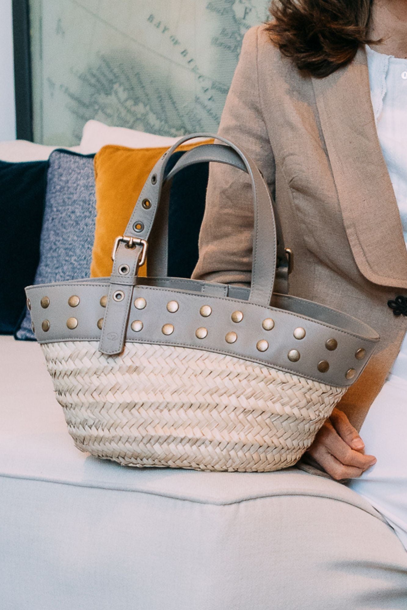 TAUPE PALM MINI TACHAS TAUPE BASKET