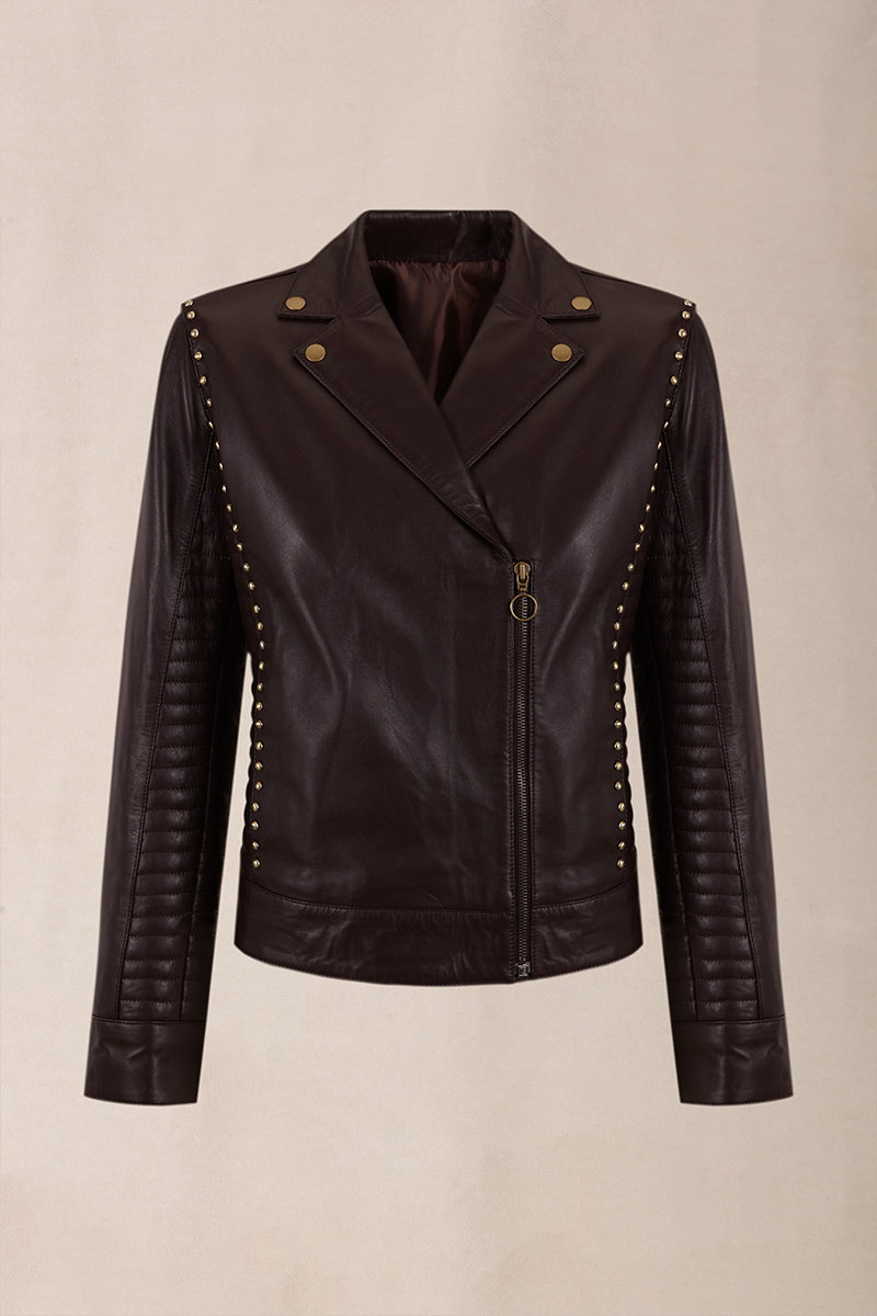 CHOCOLATE NAPA BIKER JACKET
