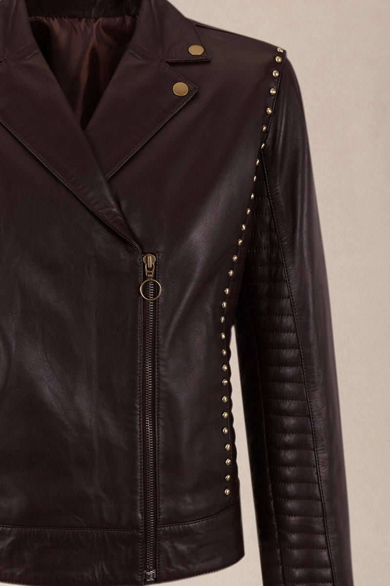 CHOCOLATE NAPA BIKER JACKET